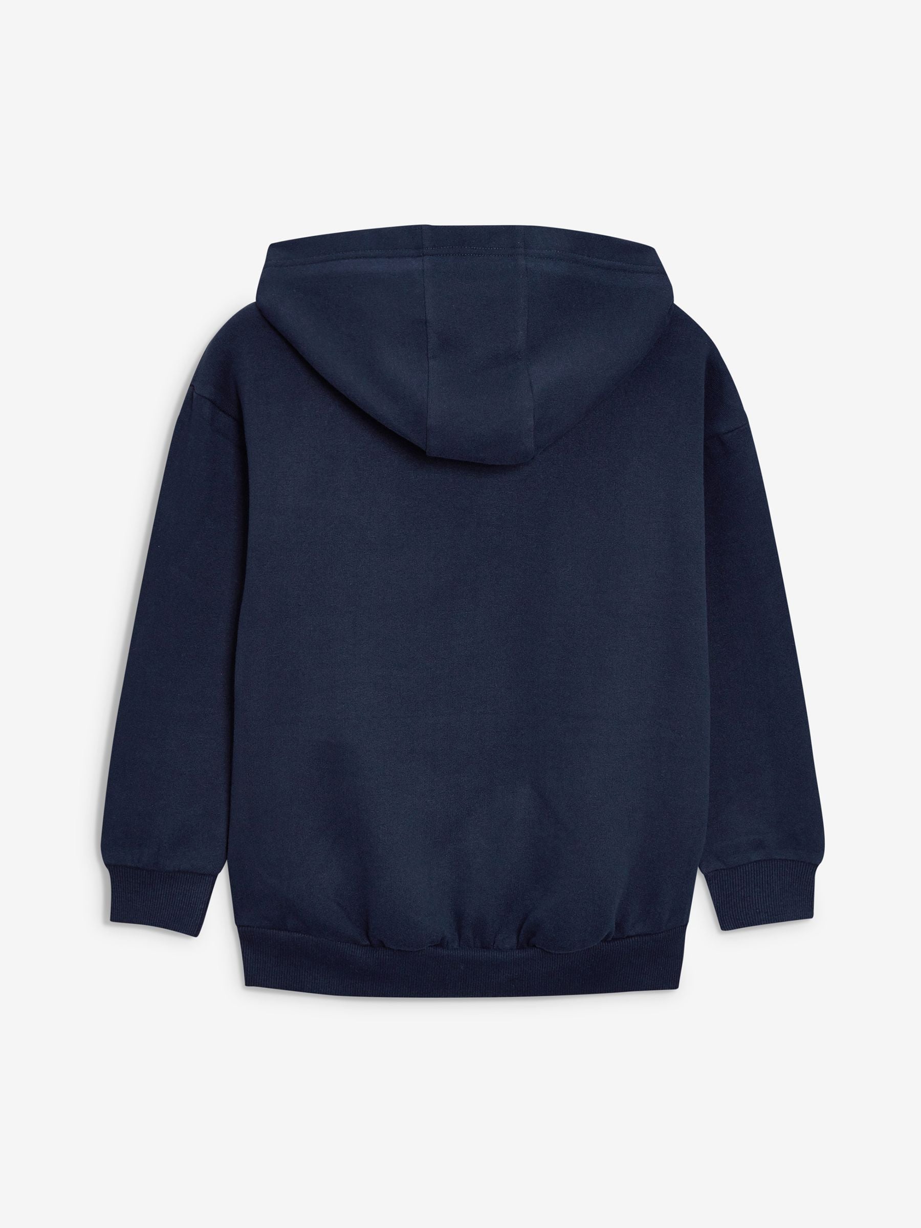Navy Blue Cotton Rich Zip Through Sports Hoodie (3-16yrs)