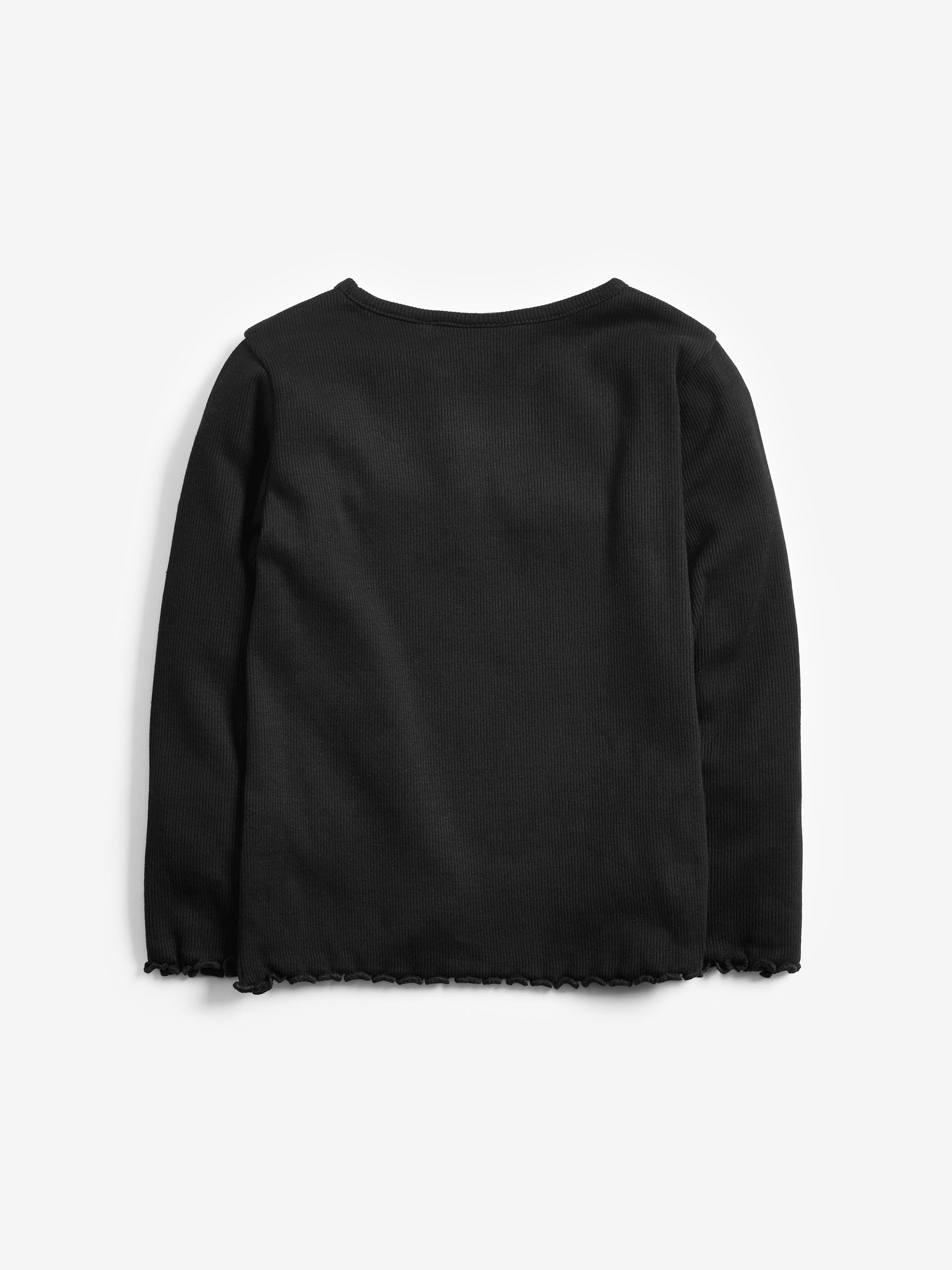 Black T-Shirt Cotton Rich Long Sleeve Rib T-Shirt (3mths-7yrs)