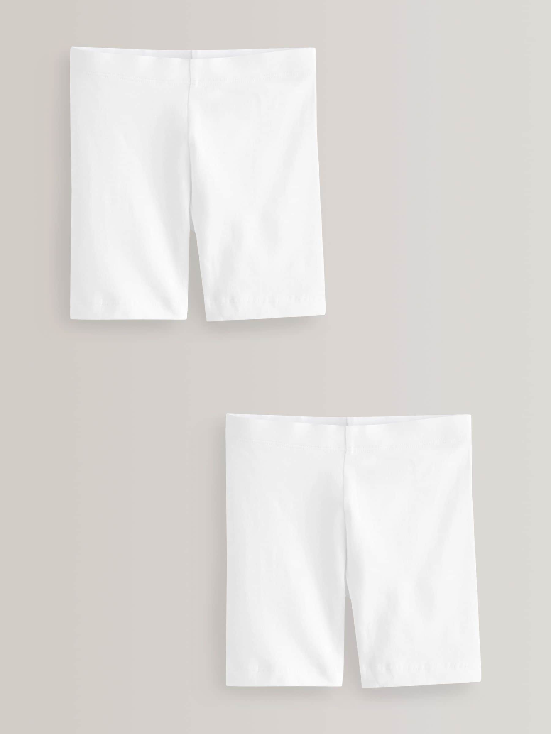White Regular Length 2 Pack Regular Length Cotton Rich Stretch Cycle Shorts (3-16yrs)