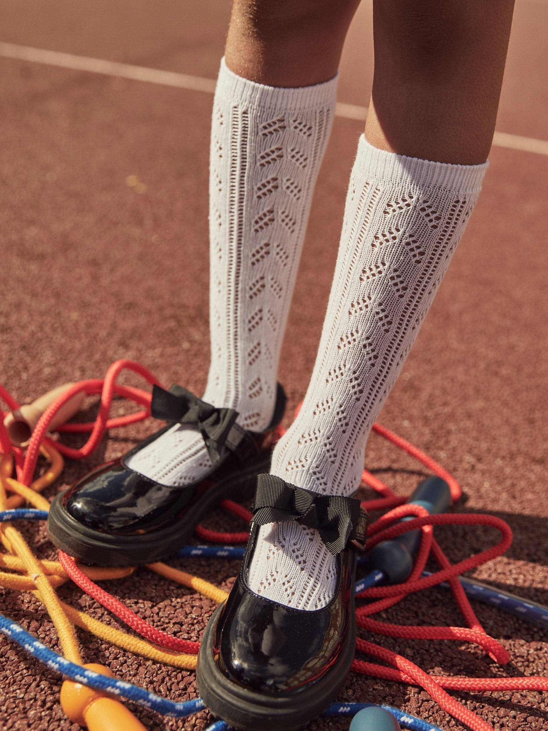 White 3 Pack Cotton Rich Pointelle Knee High School Socks