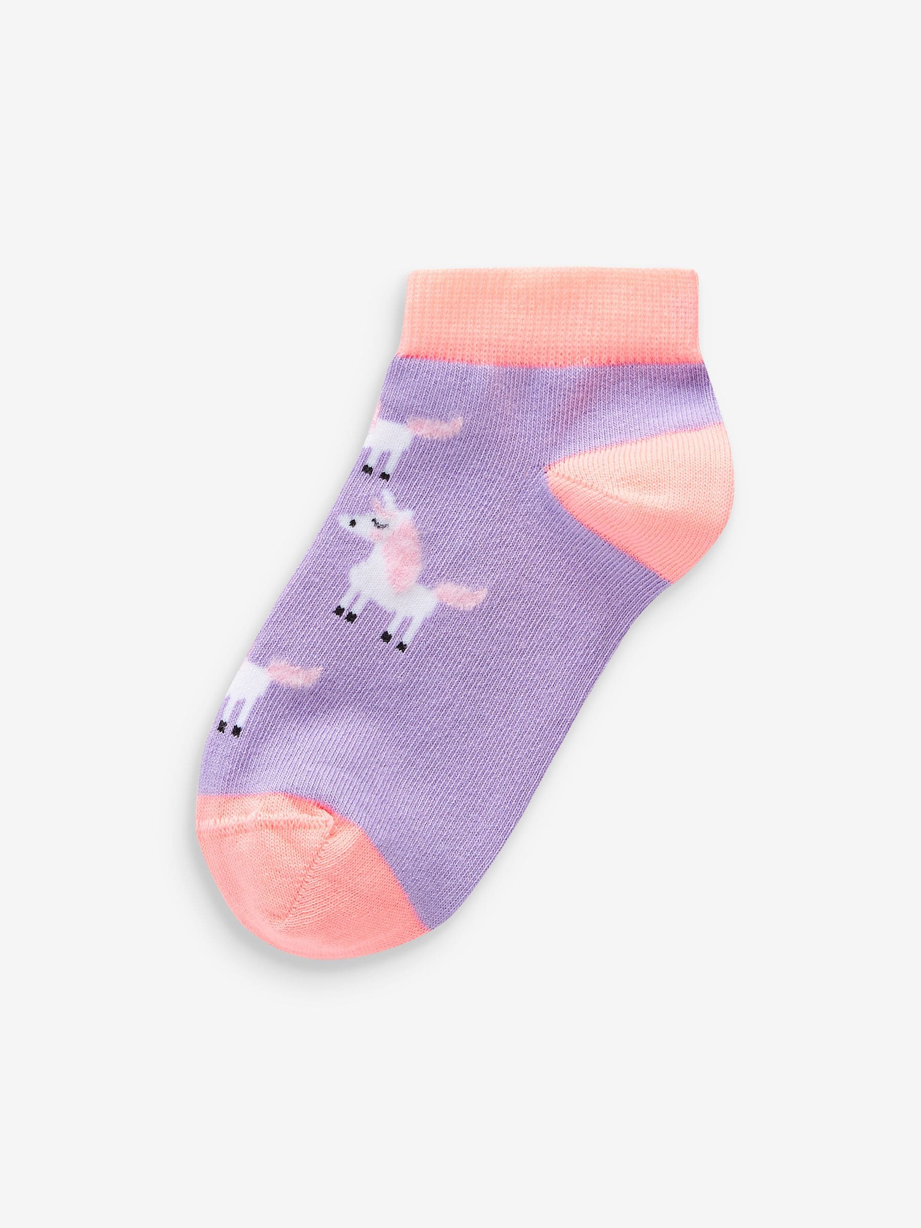 Pink/Grey/Purple 5 Pack Cotton Rich Unicorn Character Trainer Socks