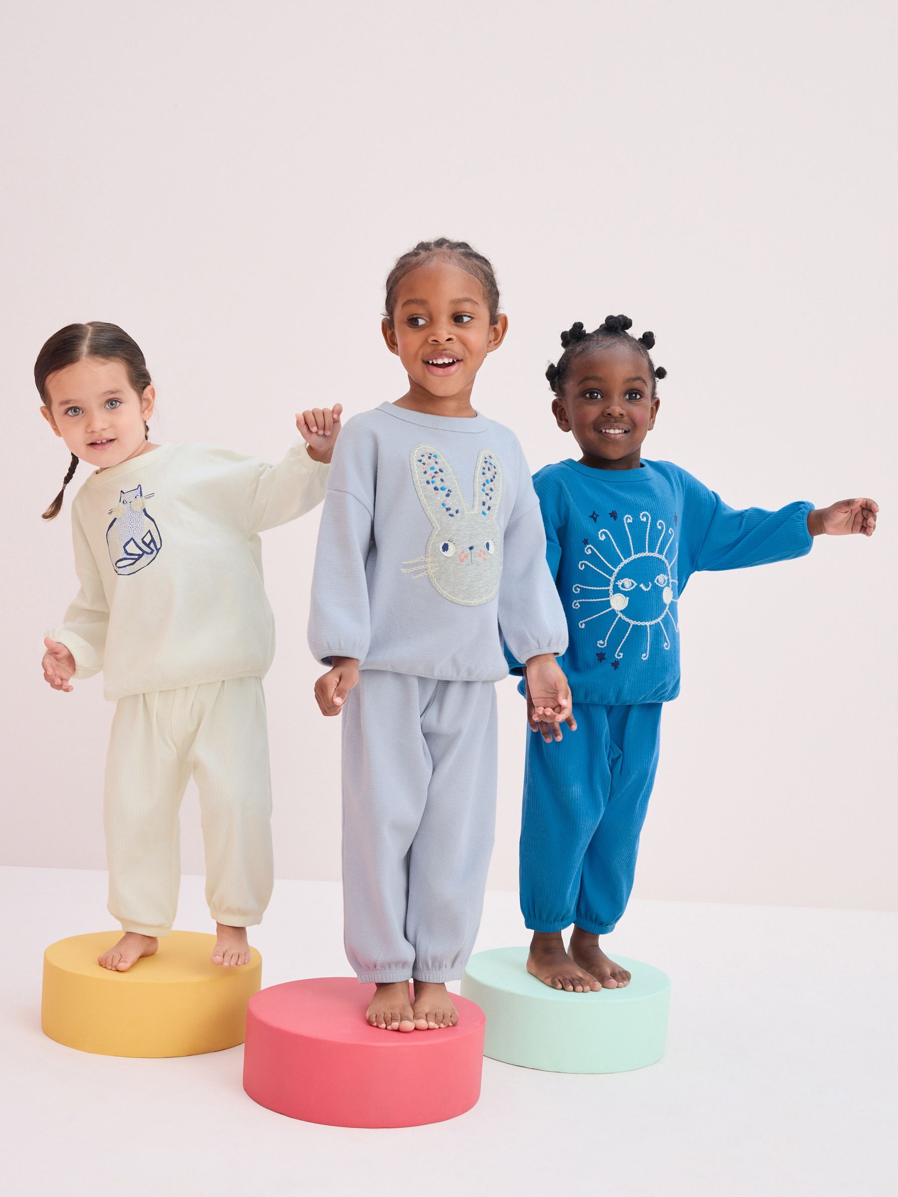 Blue/Cream Character Jogger Pyjamas 3 Pack (9mths-8yrs)