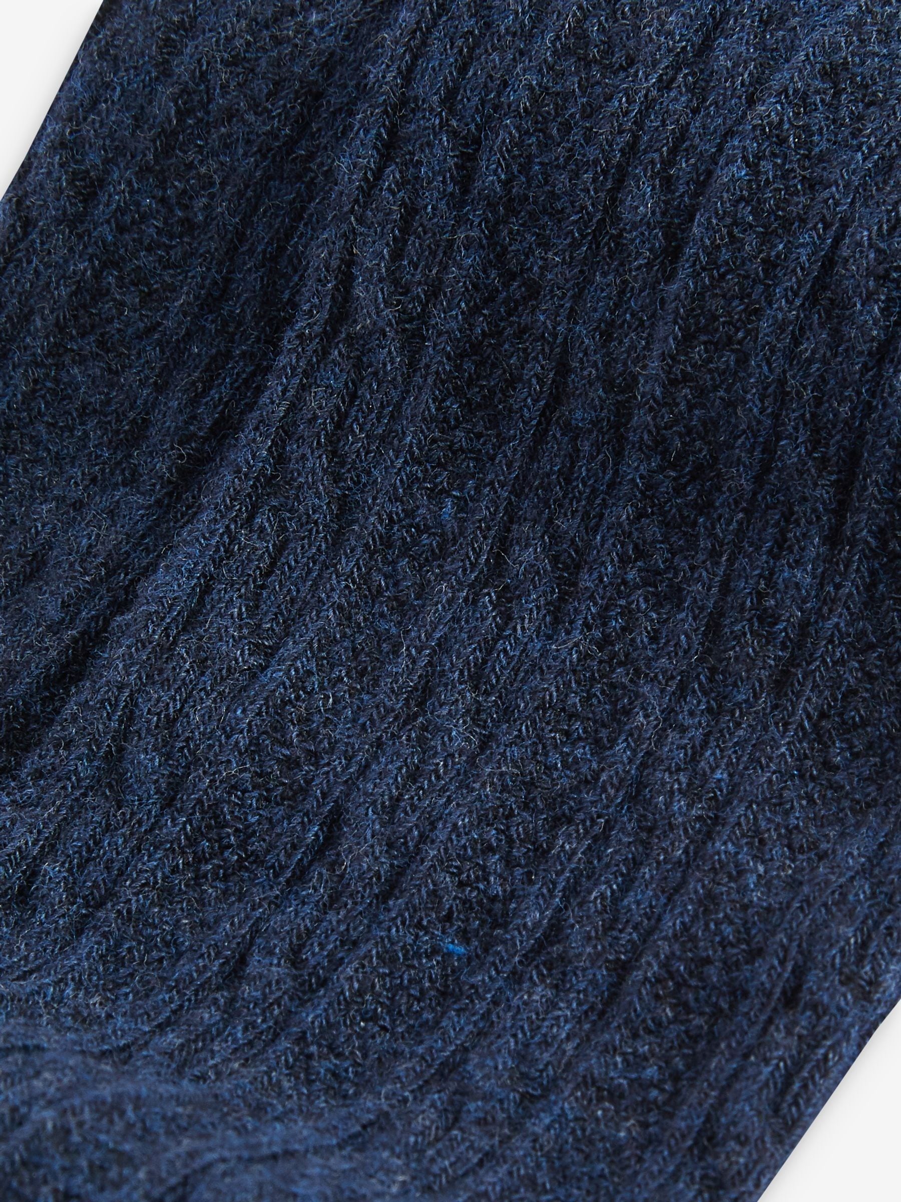 Navy Blue Cotton Rich Cable Tights