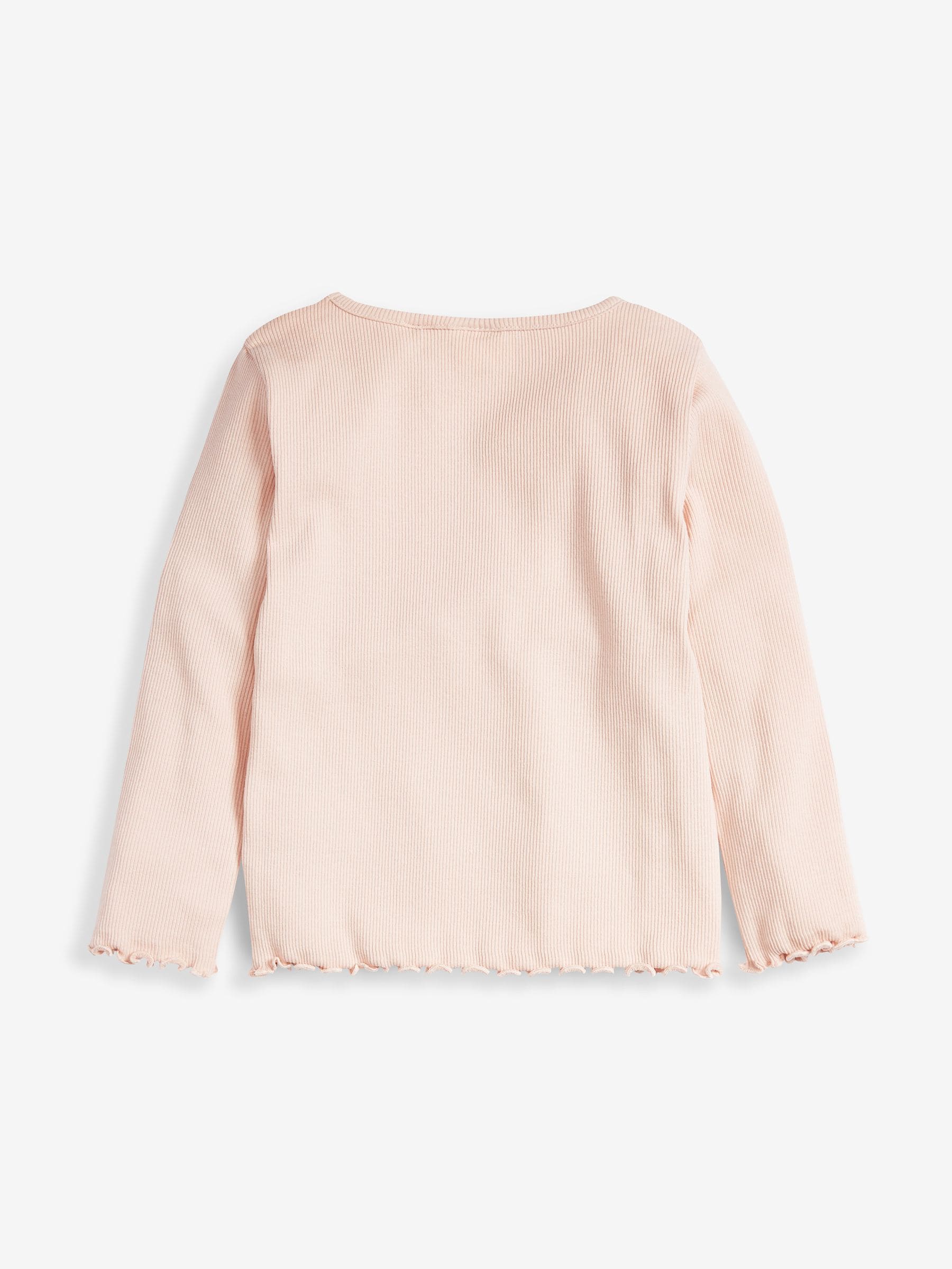 Pale Pink T-Shirt Cotton Rich Long Sleeve Rib T-Shirt (3mths-7yrs)