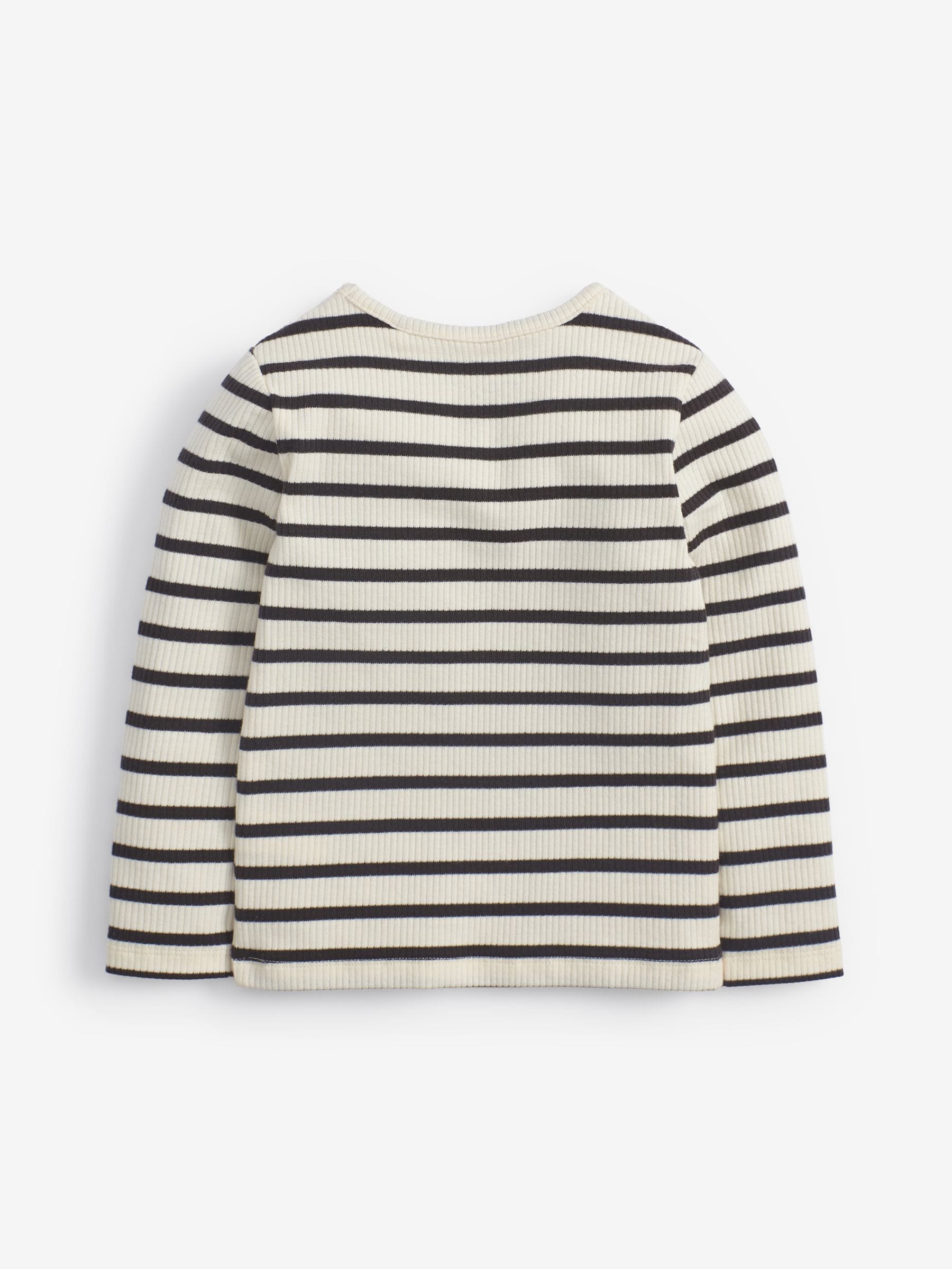 Black/White Stripe Cotton Rich Long Sleeve Rib T-Shirt (3mths-7yrs)