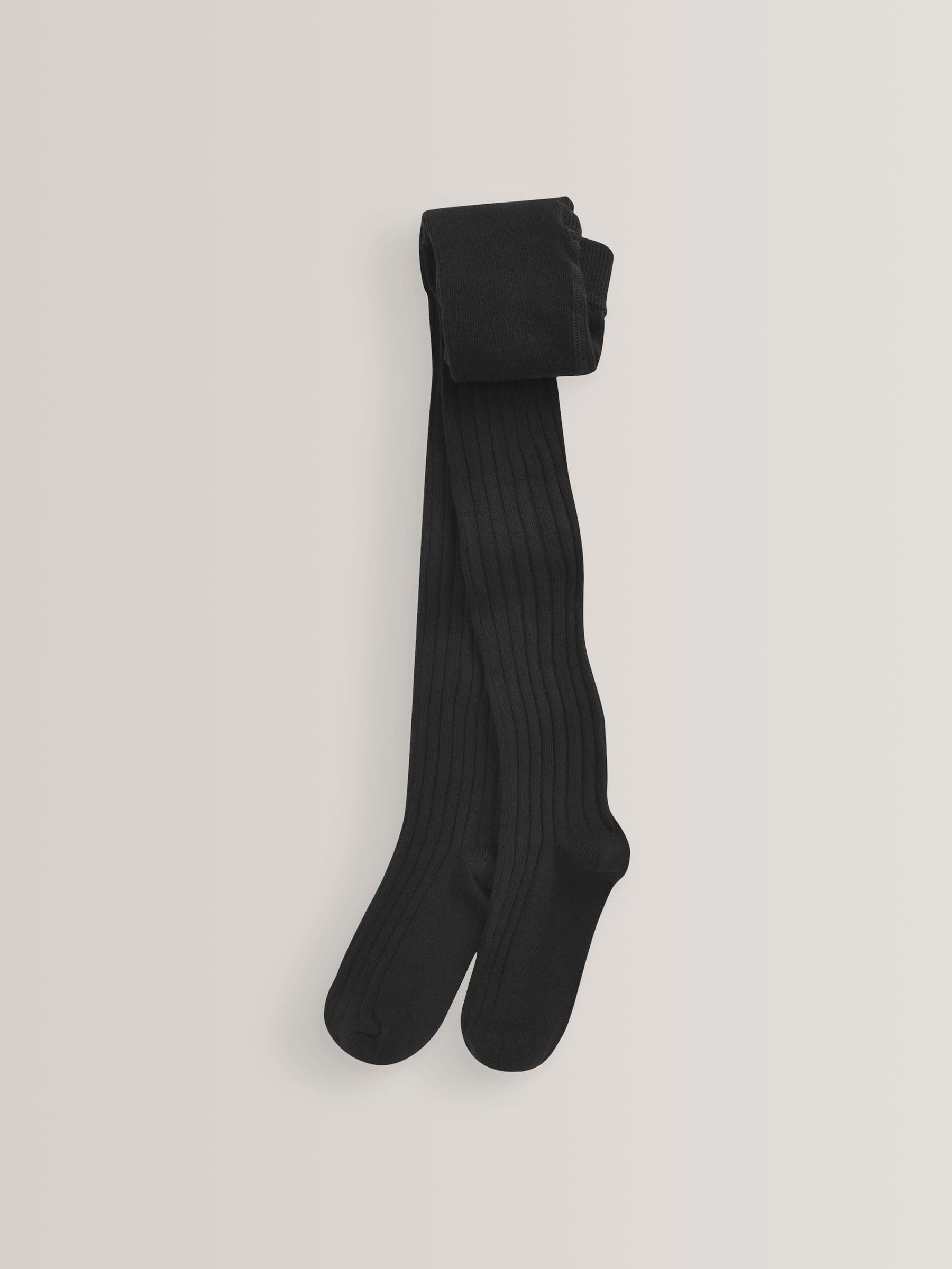Black Cotton Rich Rib Tights