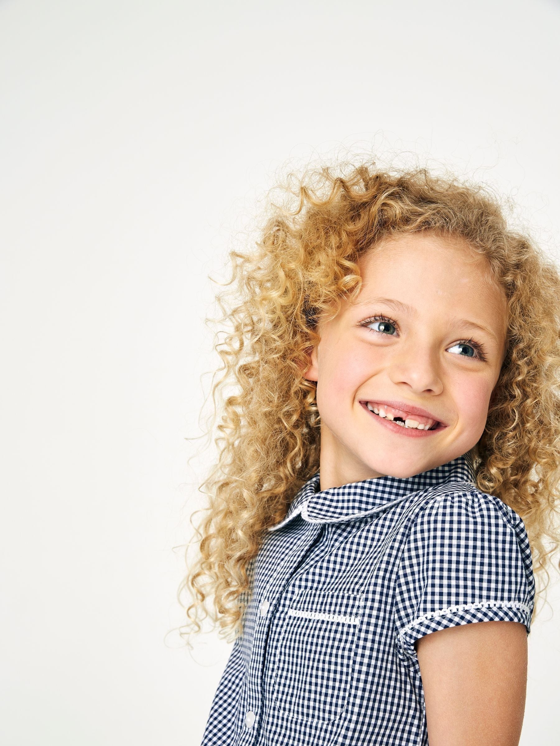 Navy Cotton Rich Drop Waist Gingham School Dress (3-14yrs)