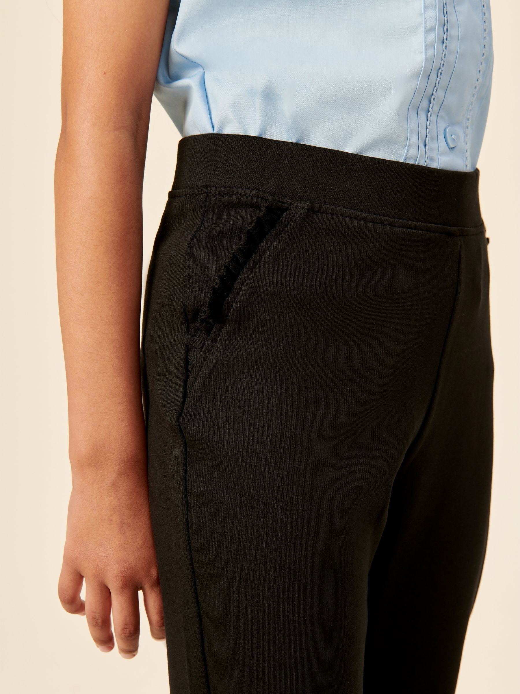Black Pull-On Cotton Rich Stretch School Trousers (3-16yrs)