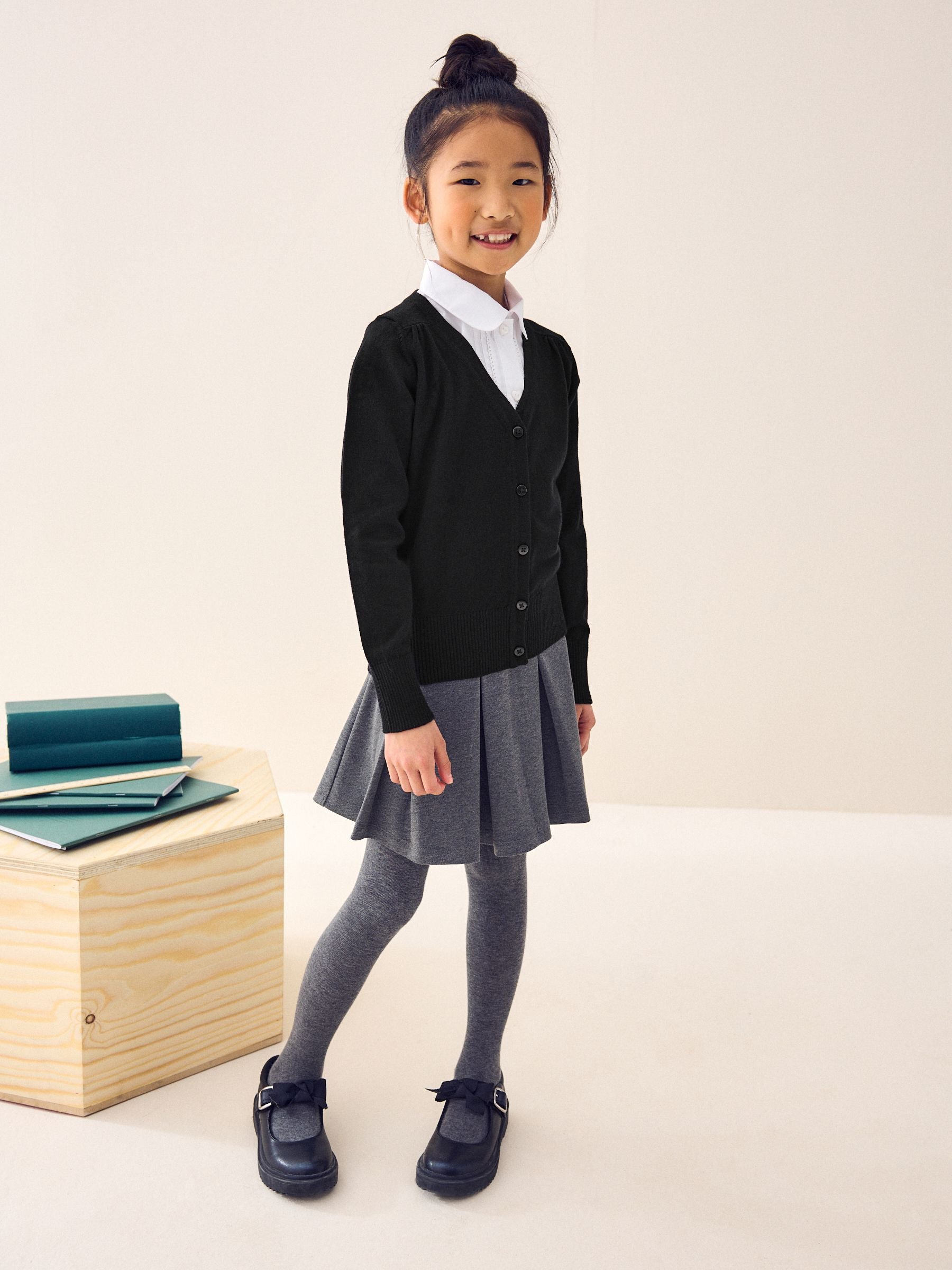 Black Cotton Rich School V-Neck Cardigan (3-16yrs)