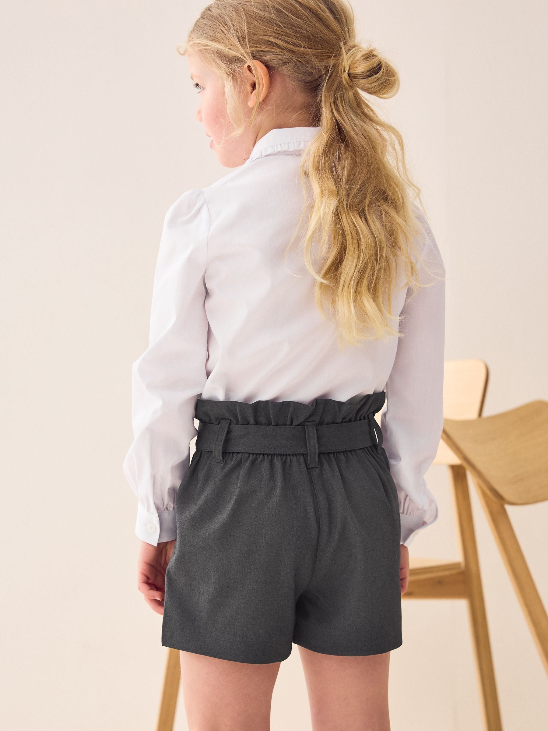 Grey School Paperbag Shorts (3-16yrs)