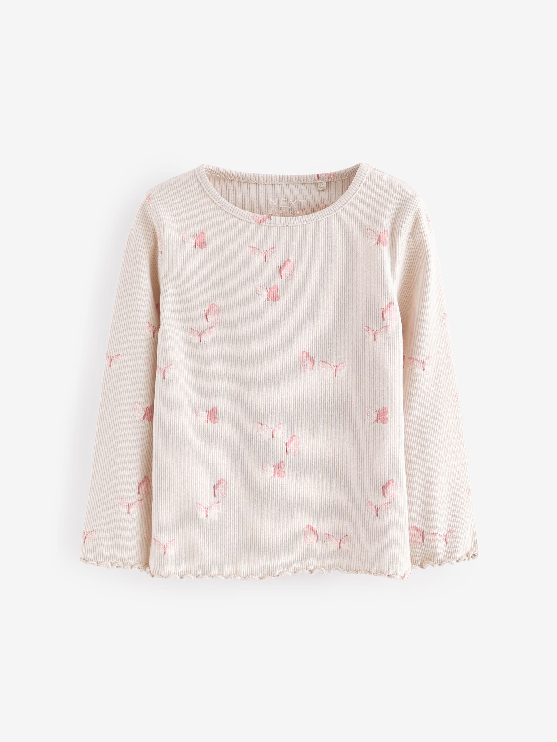 Pink Ribbed Long Sleeve Tops 5 Pack (3mths-7yrs)