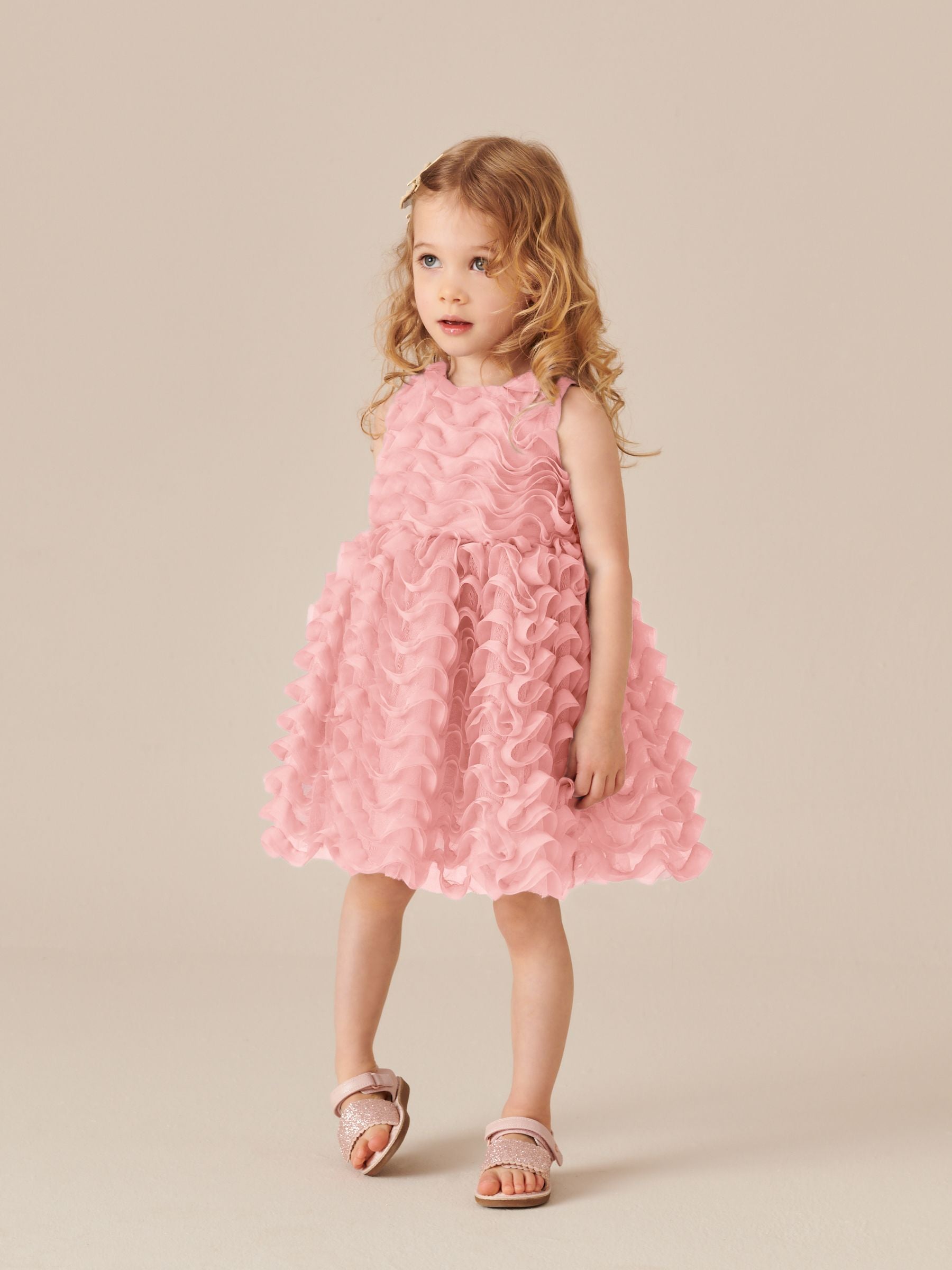Pink Sleeveless Mesh Dress (3mths-7yrs)