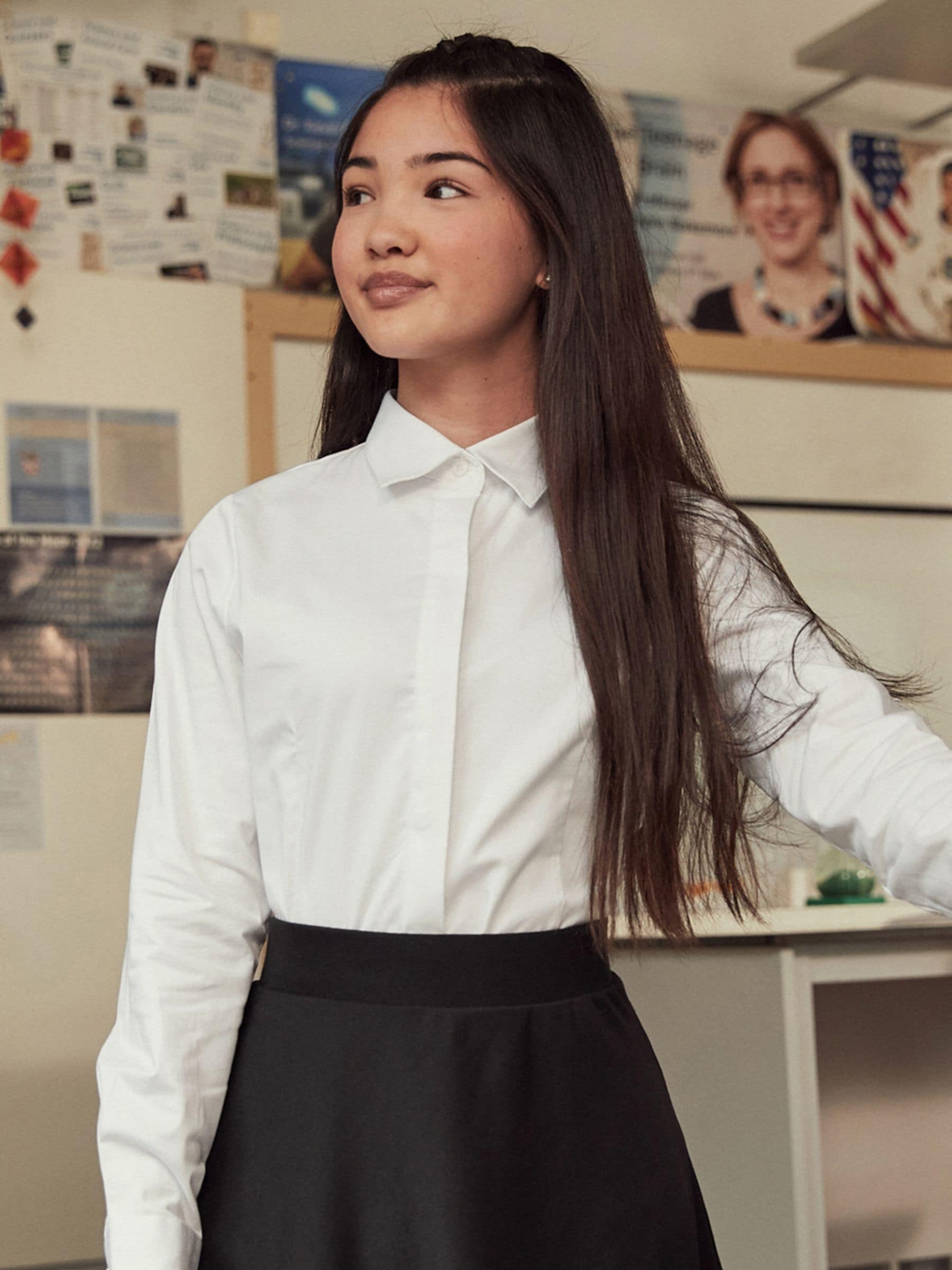 White 2 Pack Fitted Long Sleeve Cotton Rich Stretch Premium School Shirts (3-18yrs)