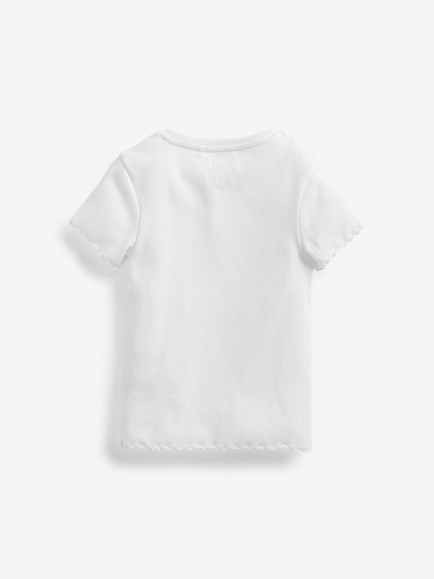 White Ribbed Placket T-Shirt (3-16yrs)