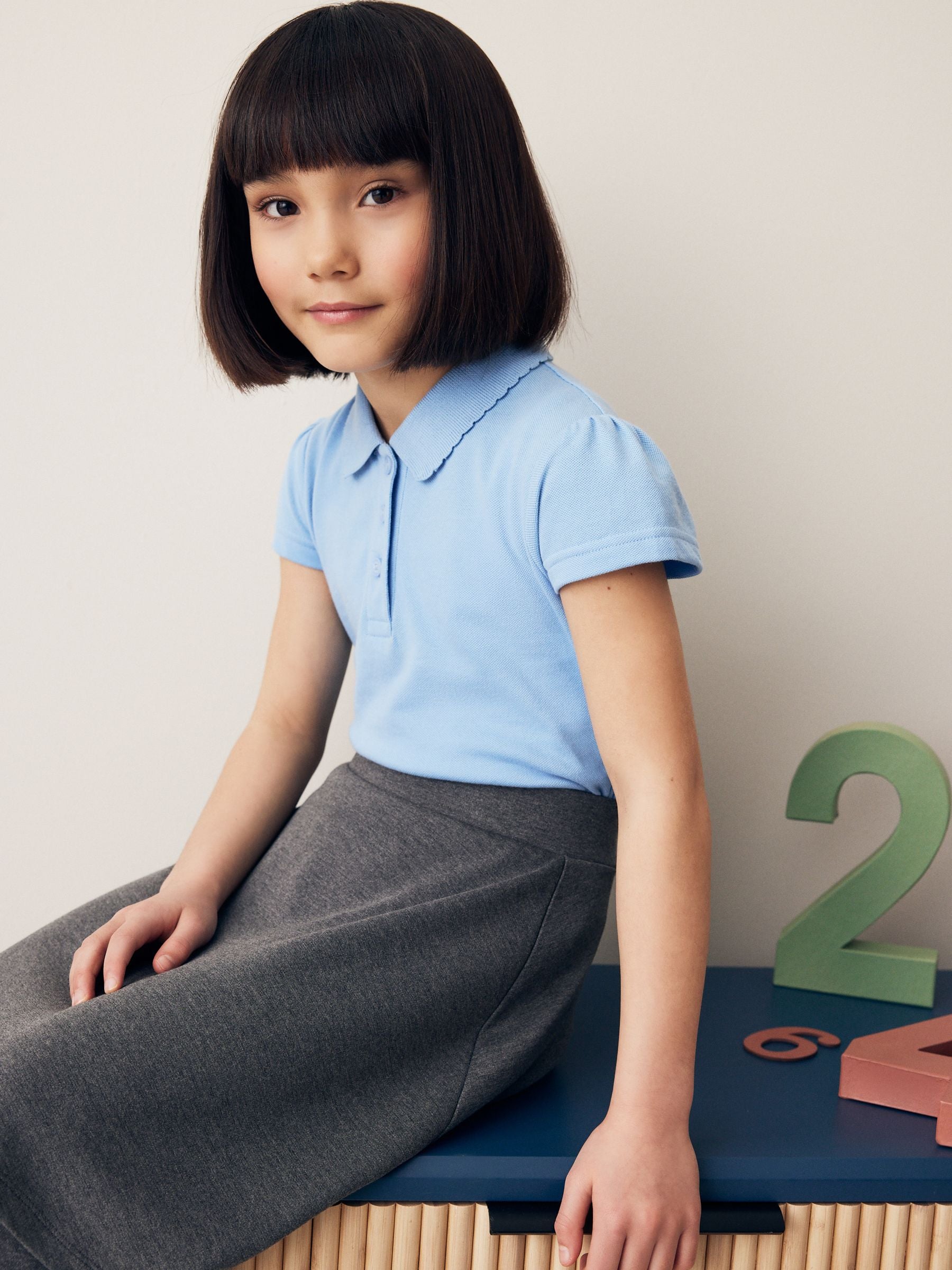 Blue Regular Fit 2 Pack Slim Fit 100% Cotton Short Sleeve Polo Shirts (3-16yrs)