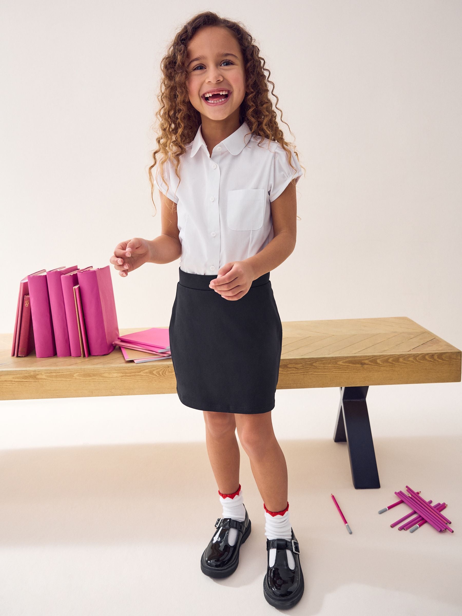 Black Cotton Rich Jersey Stretch School Skort (3-16yrs)