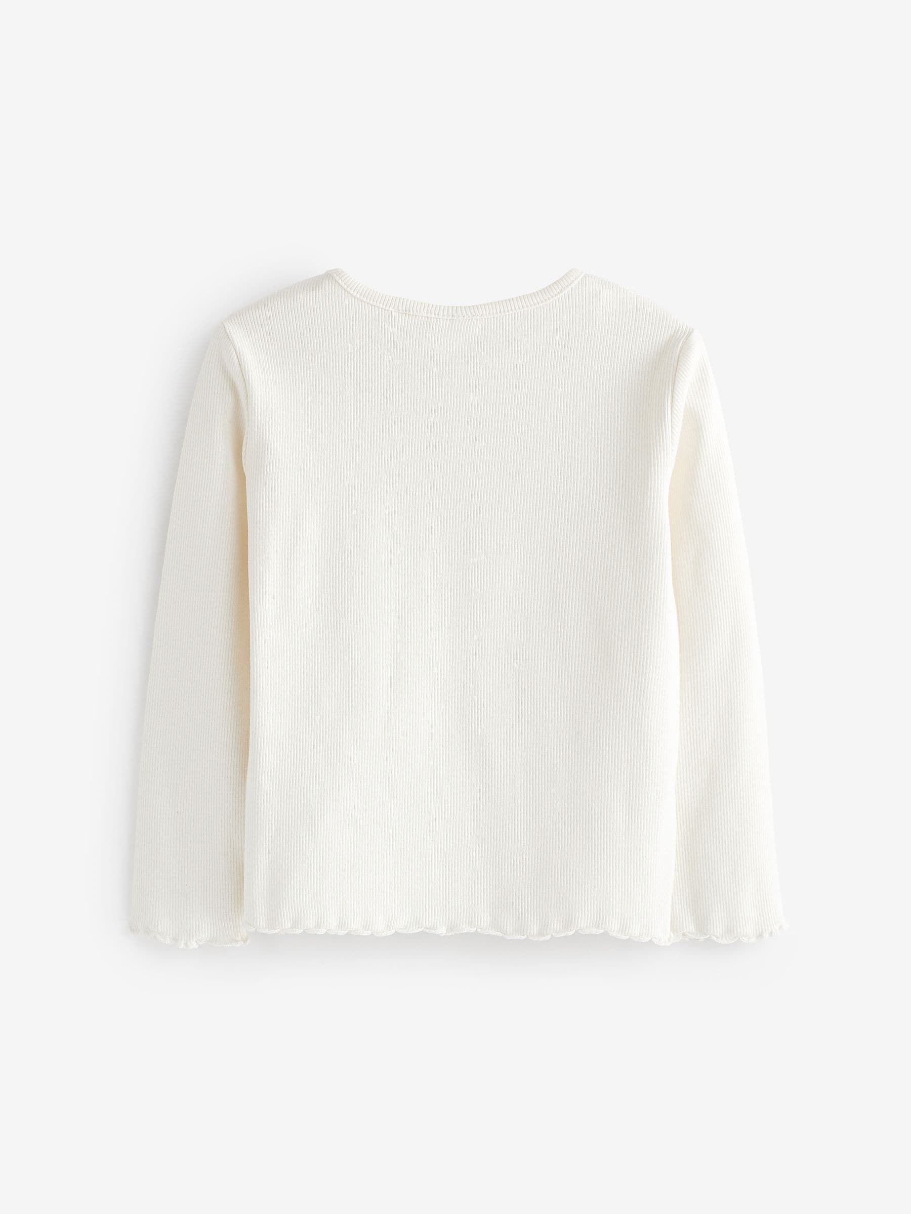 Ecru White T-Shirt Cotton Rich Long Sleeve Rib T-Shirt (3mths-7yrs)
