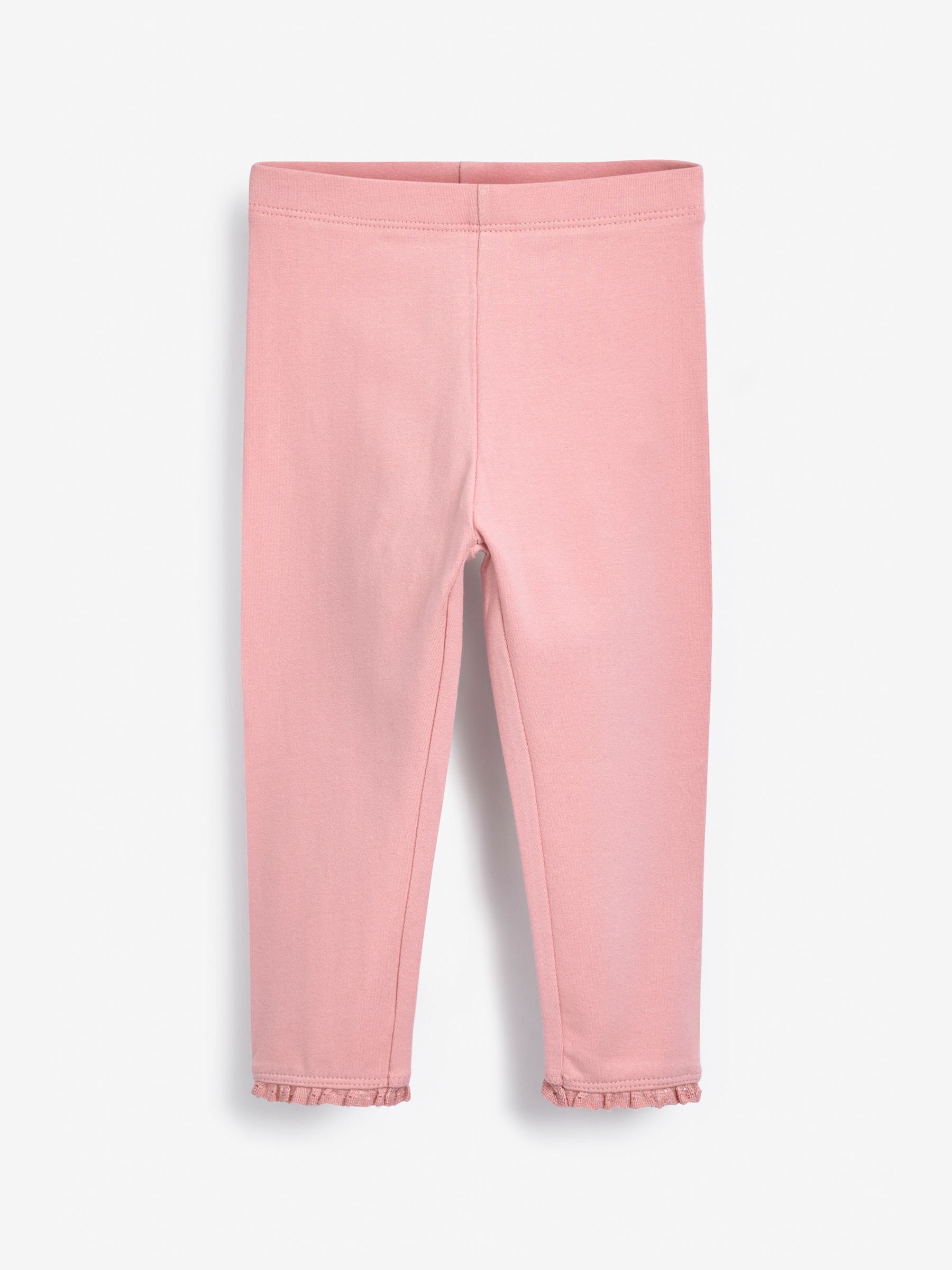 Pale Pink Lace Trim Leggings (3mths-7yrs)