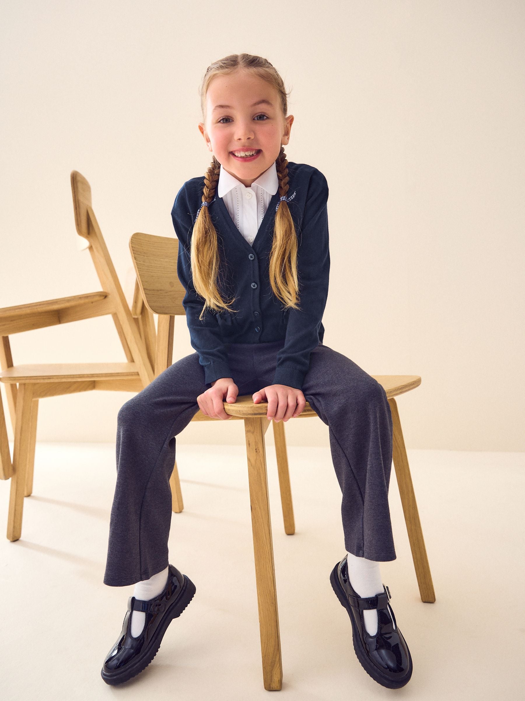 Navy Blue Cotton Rich Bow Pocket School Cardigan (3-16yrs)