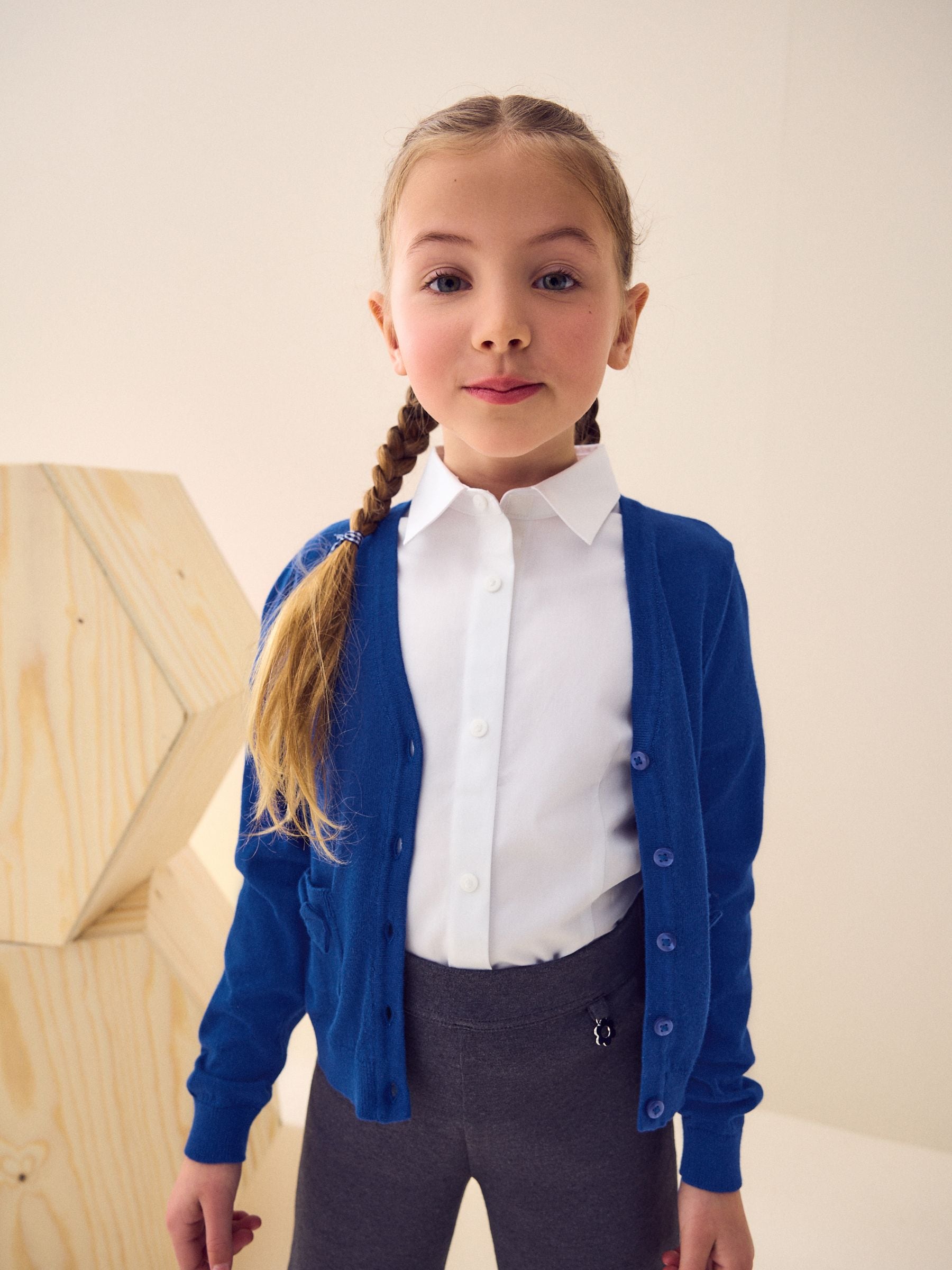 Blue Cotton Rich Bow Pocket School Cardigan (3-16yrs)