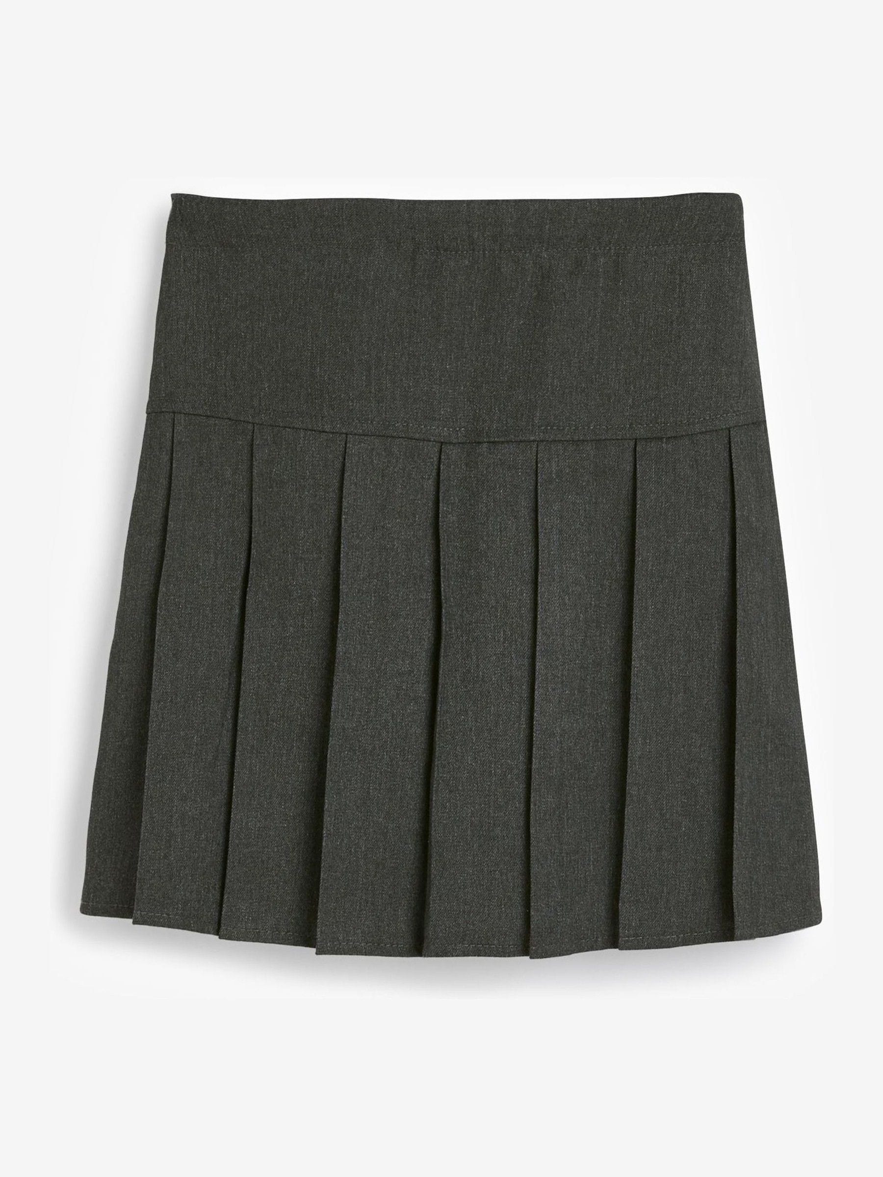 Grey Longer Length Regular Waist 2 Pack Pleated School Skirts (3-16yrs)
