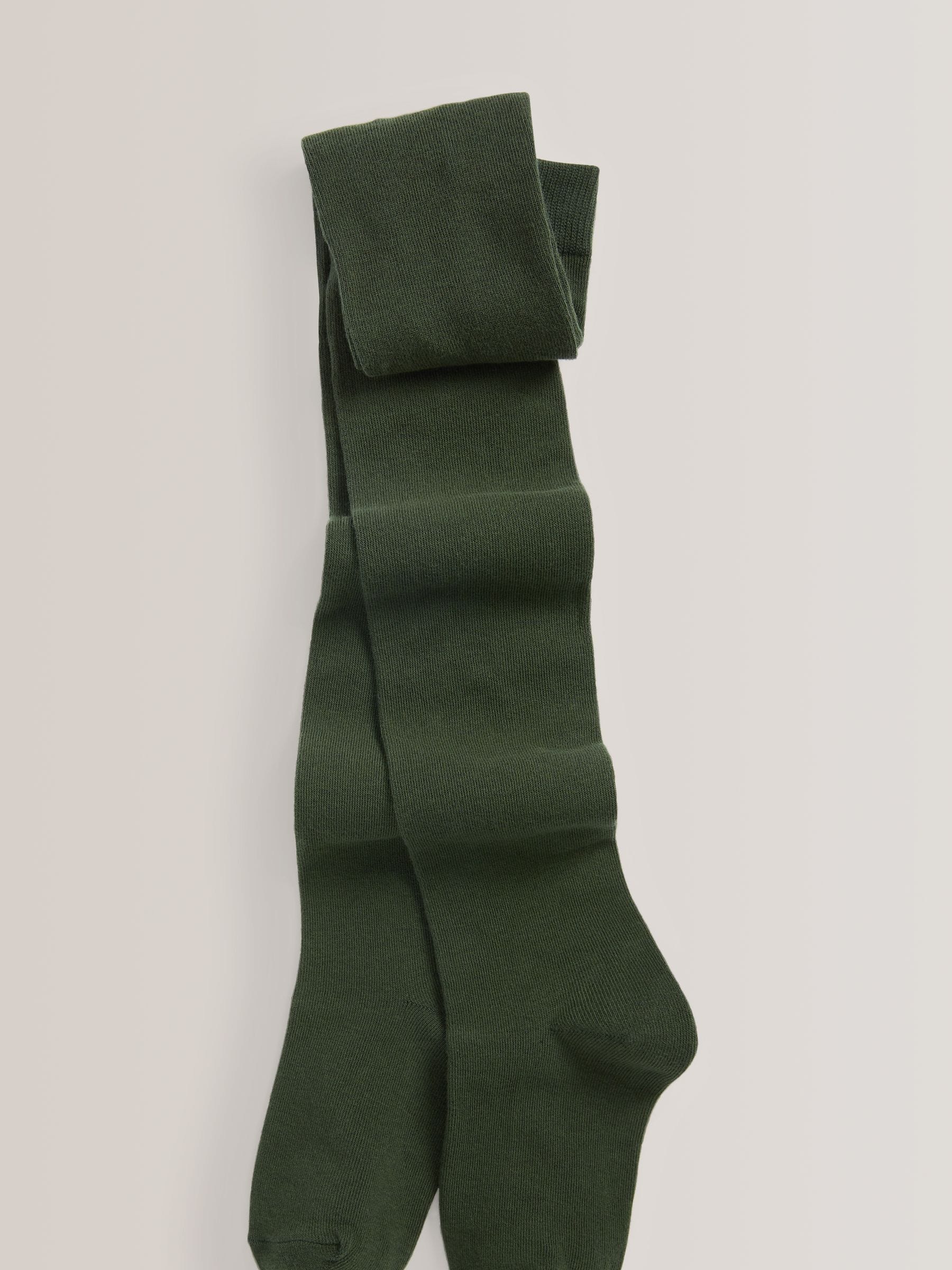 Green Regular Length 3 Pack Cotton Rich School Tights