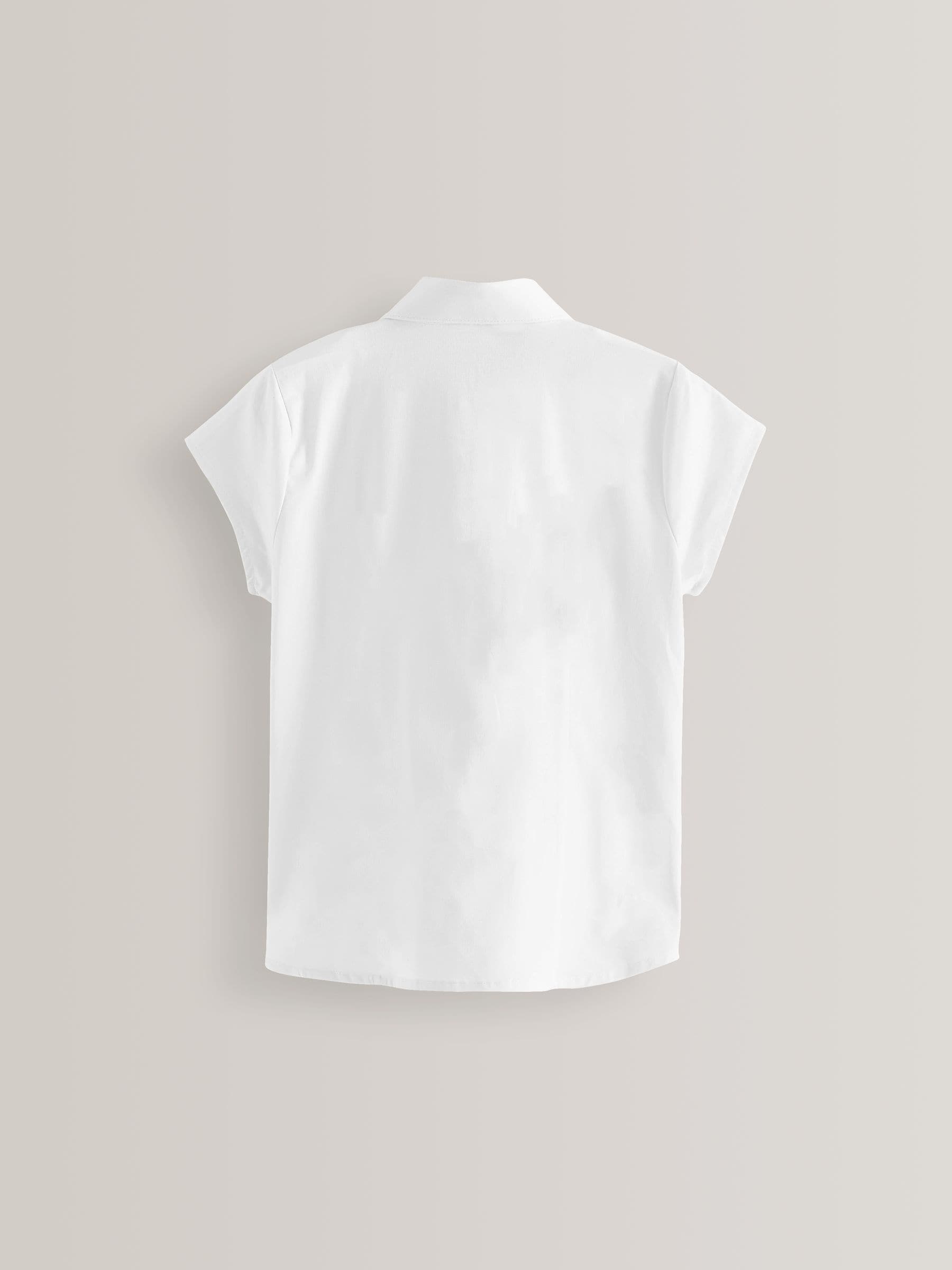 White 2 Pack Fitted Cap Sleeve Cotton Rich Stretch Premium School Shirts (3-18yrs)