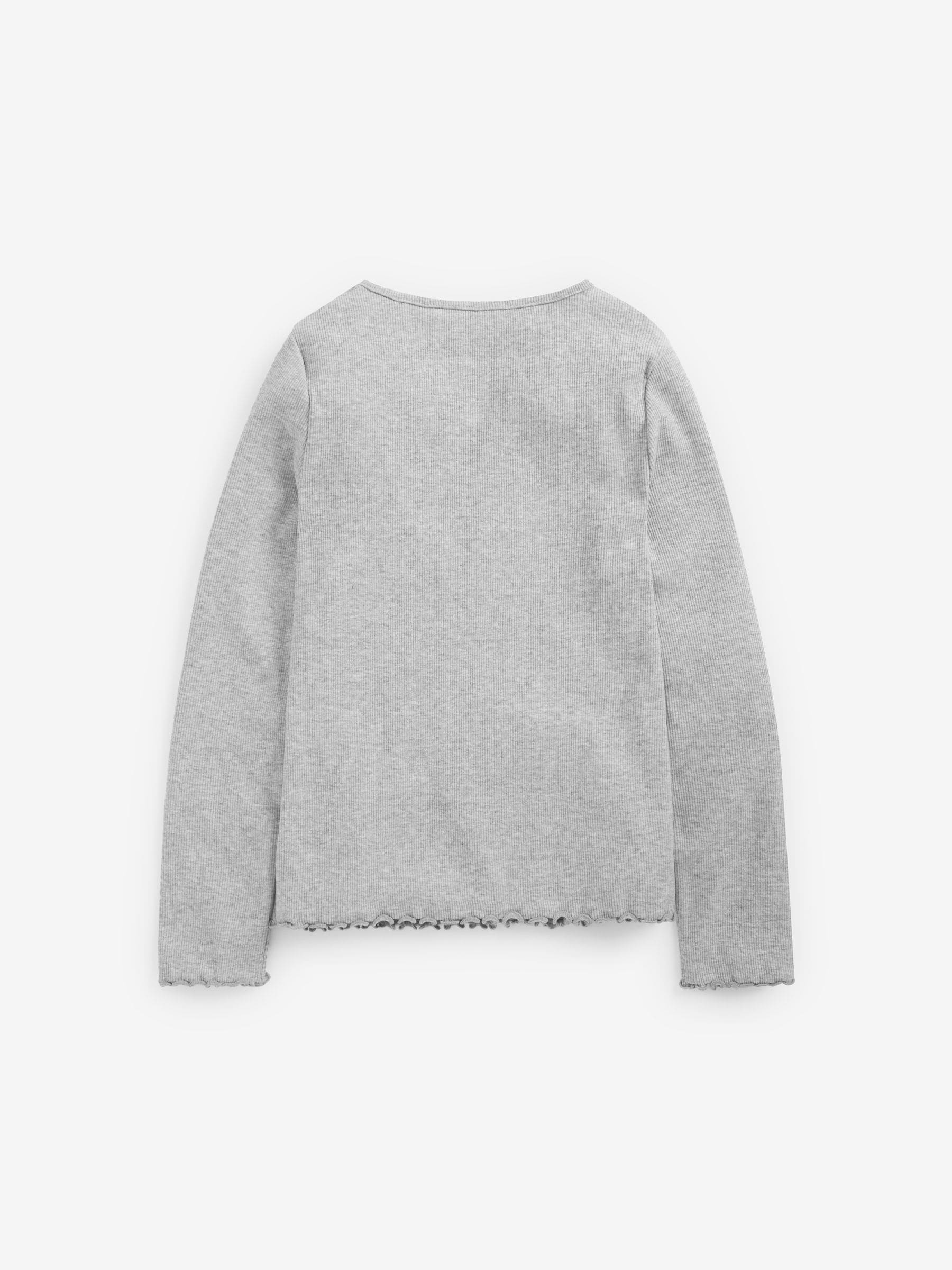 Grey T-Shirt Cotton Rich Long Sleeve Rib T-Shirt (3mths-7yrs)
