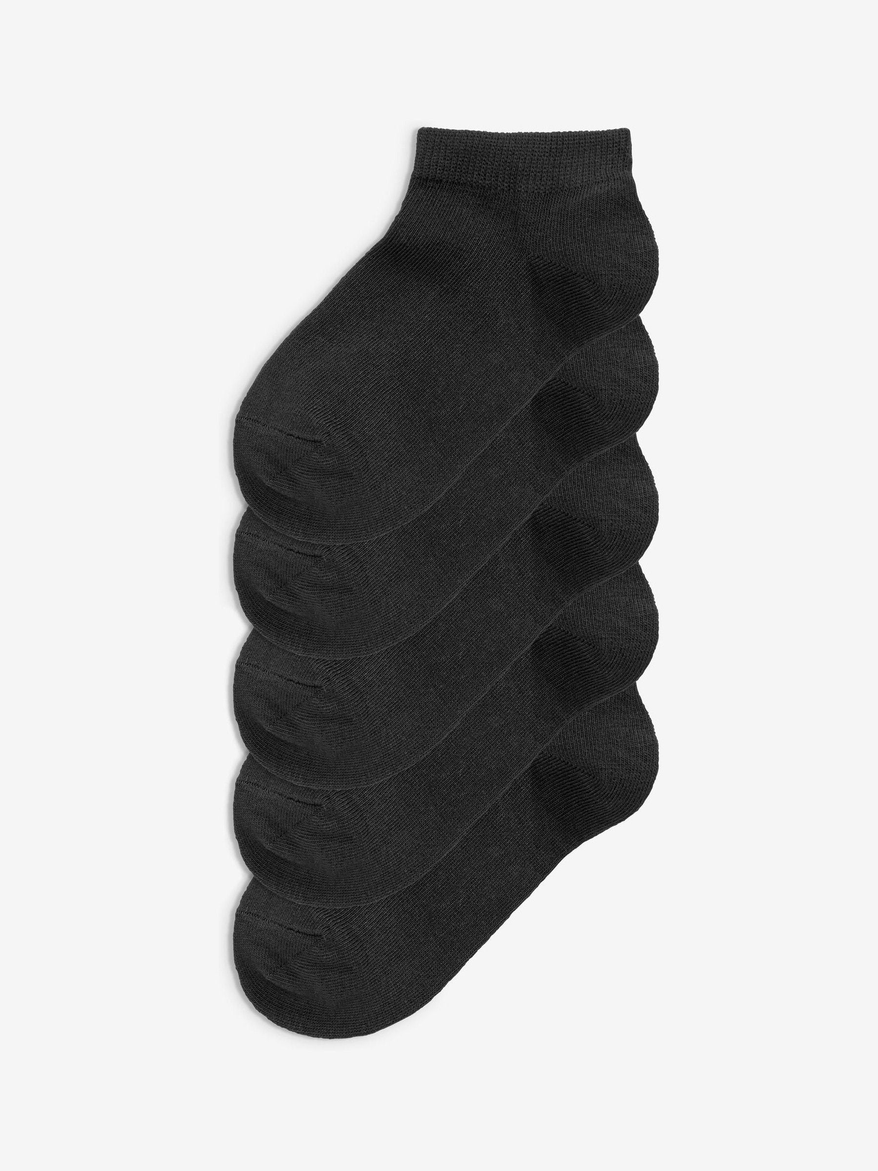 Black 5 Pack Cotton Rich Trainer Socks