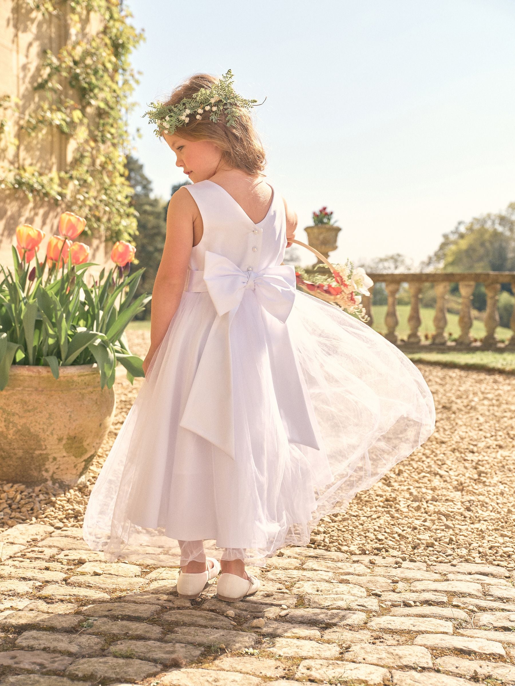 Ivory Cream Flower Girl Bow Dress (3mths-16yrs)