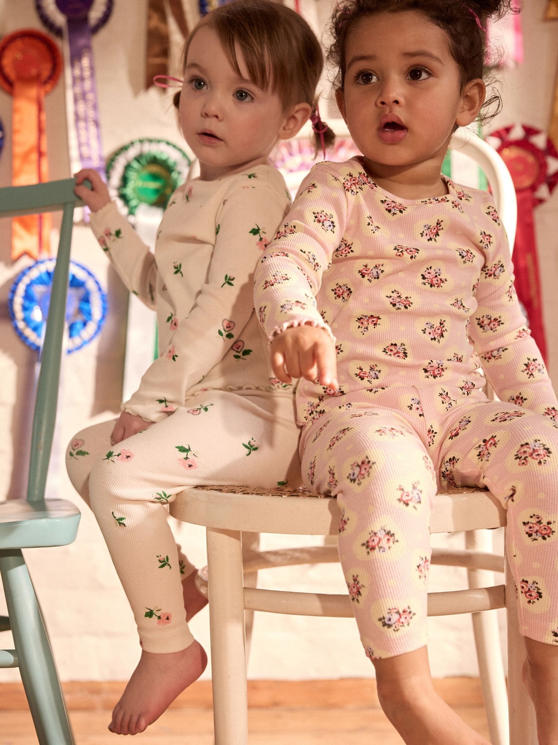 Cath Kidston Pink Floral Long Sleeve Ribbed T-Shirts 3 Pack (3mths-7yrs)