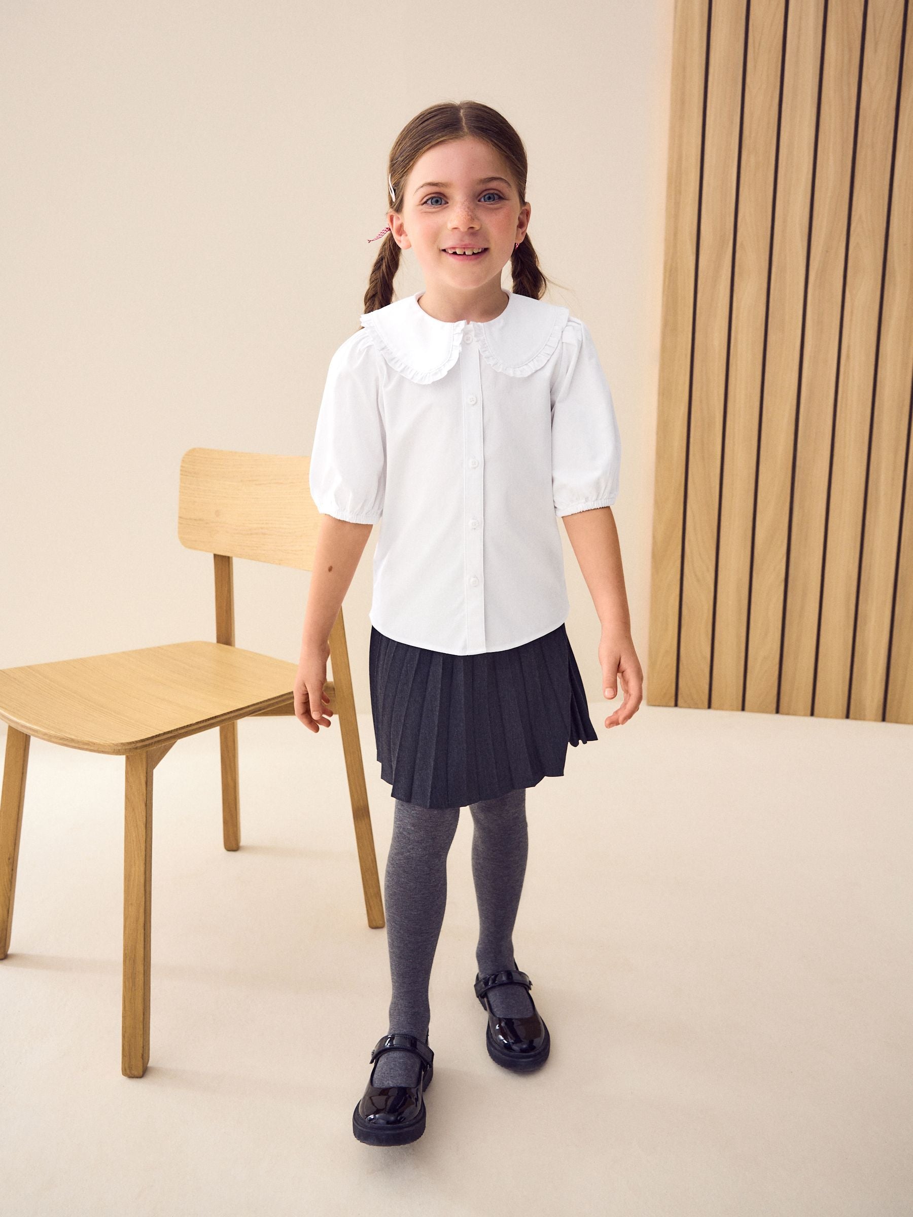 White Premium Cotton Rich Frill Collar School Blouse (3-14yrs)