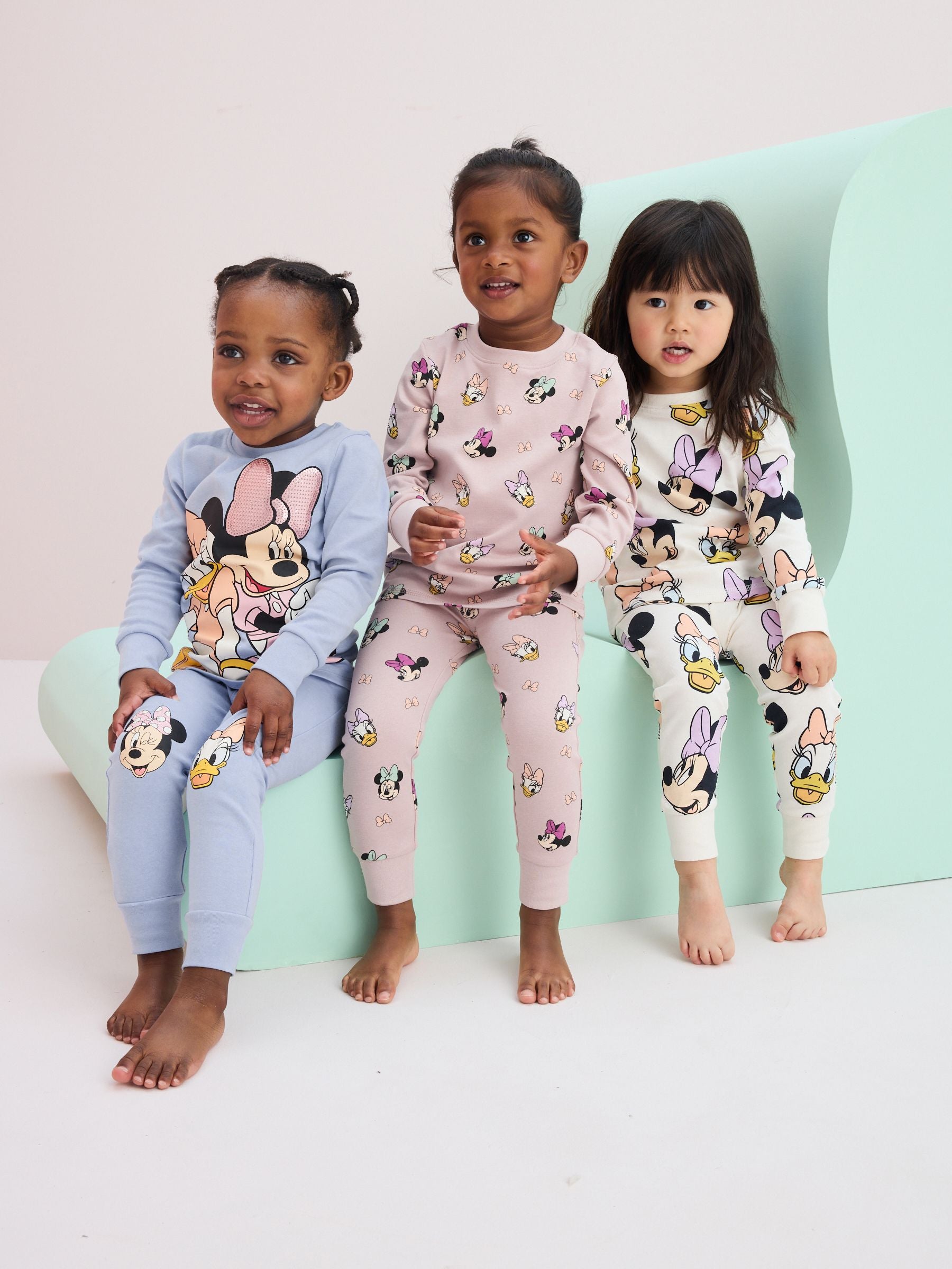 Pink/Blue/White Minnie Mouse License Snuggle Pyjamas 3 Pack (9mths-12yrs)