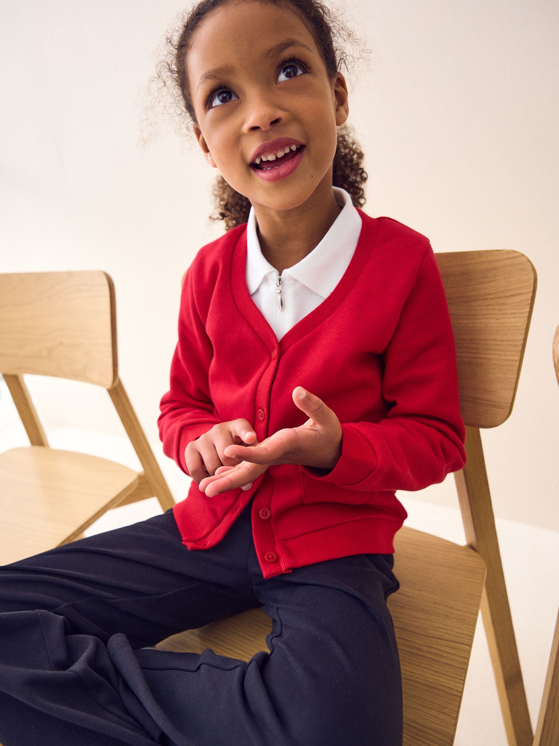 Red Cotton Rich Frill Pocket Jersey School Cardigan (3-16yrs)