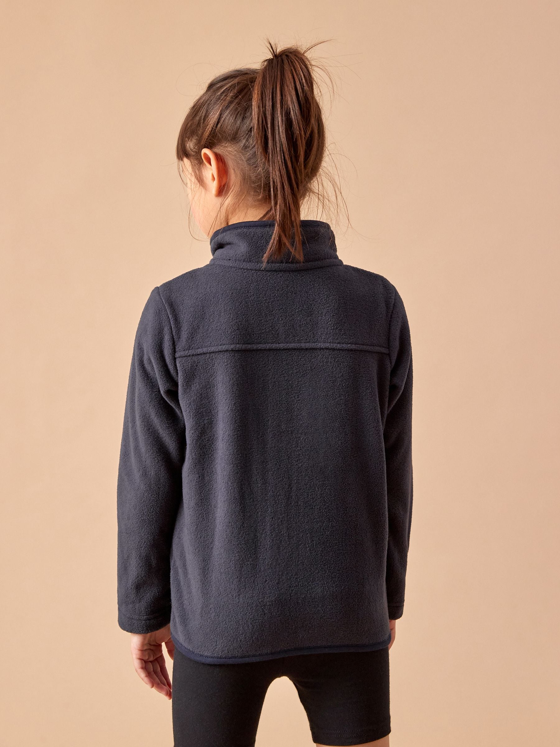 Navy Blue Zip-Up Fleece Jacket With Pockets (3-16yrs)