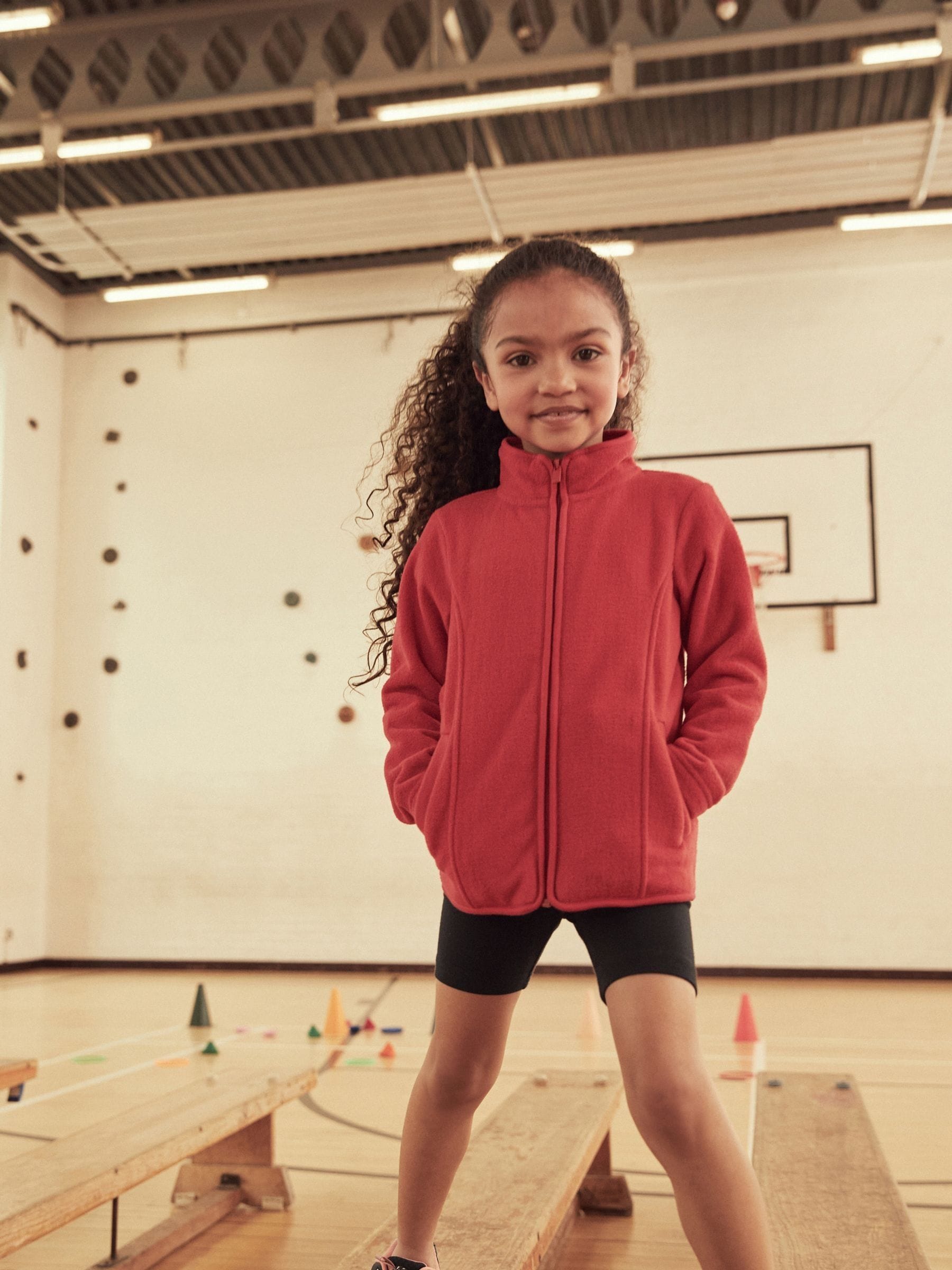 Red Zip-Up Fleece Jacket With Pockets (3-16yrs)