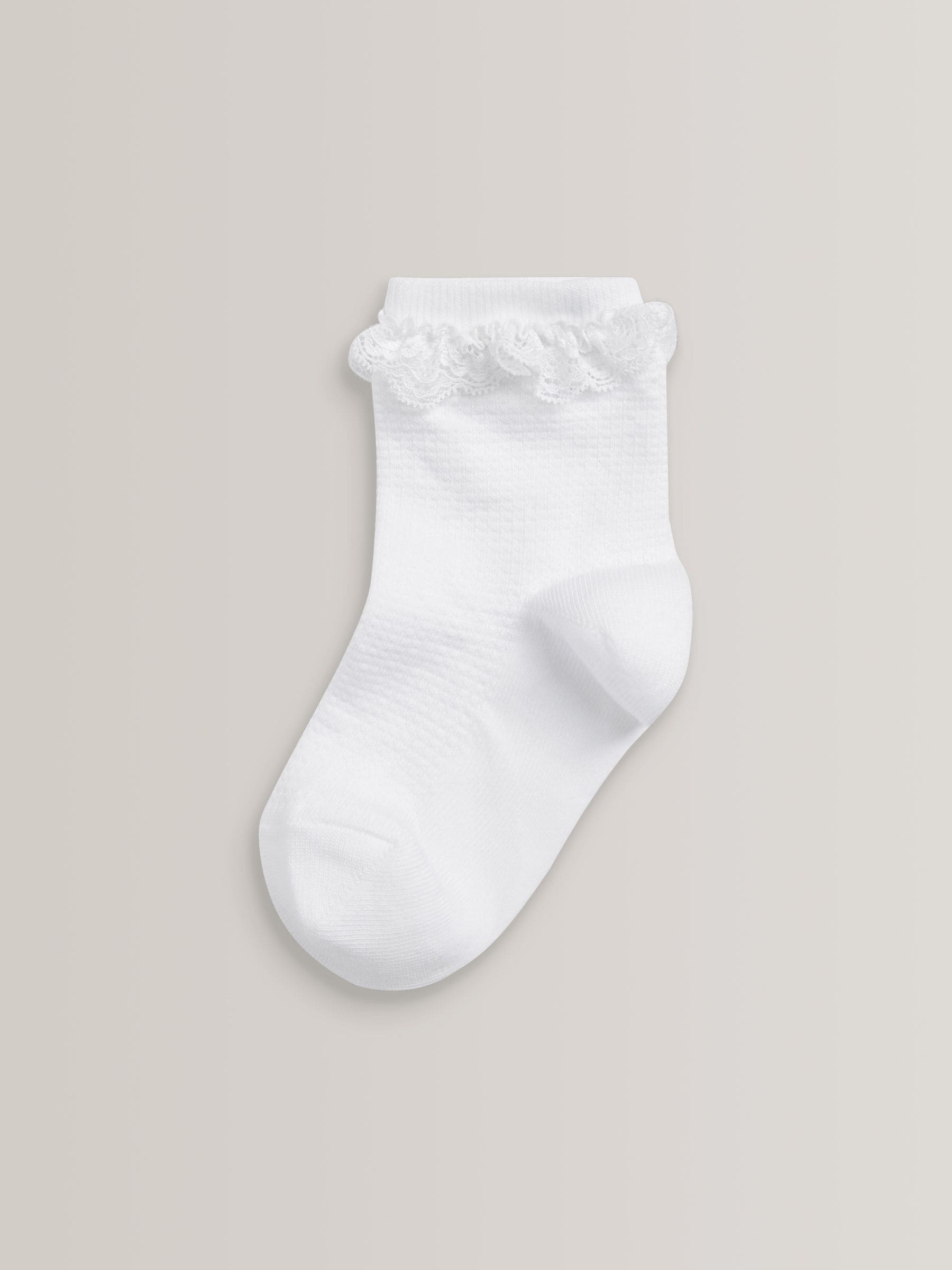 White 5 Pack Cotton Rich Ruffle Ankle Socks