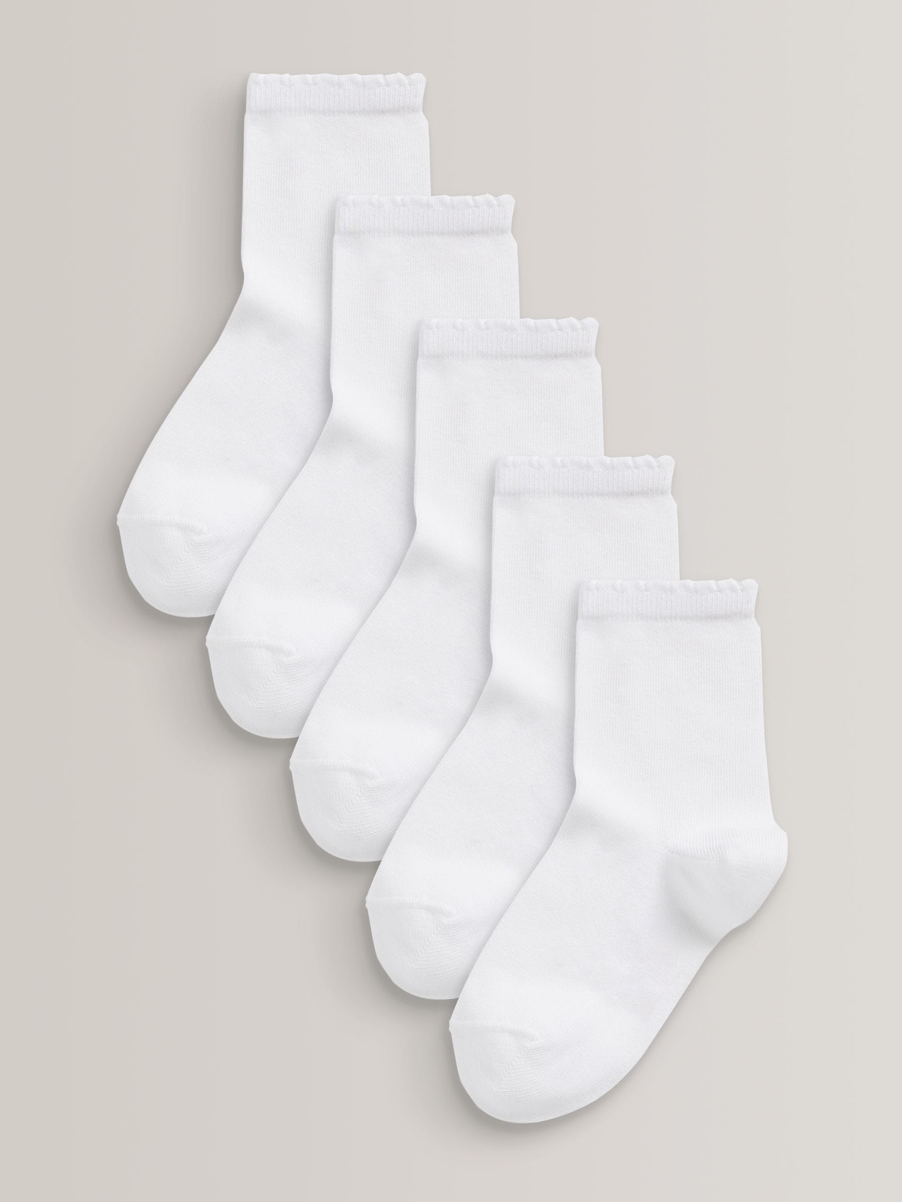 White 5 Pack Cotton Rich School Ankle Socks