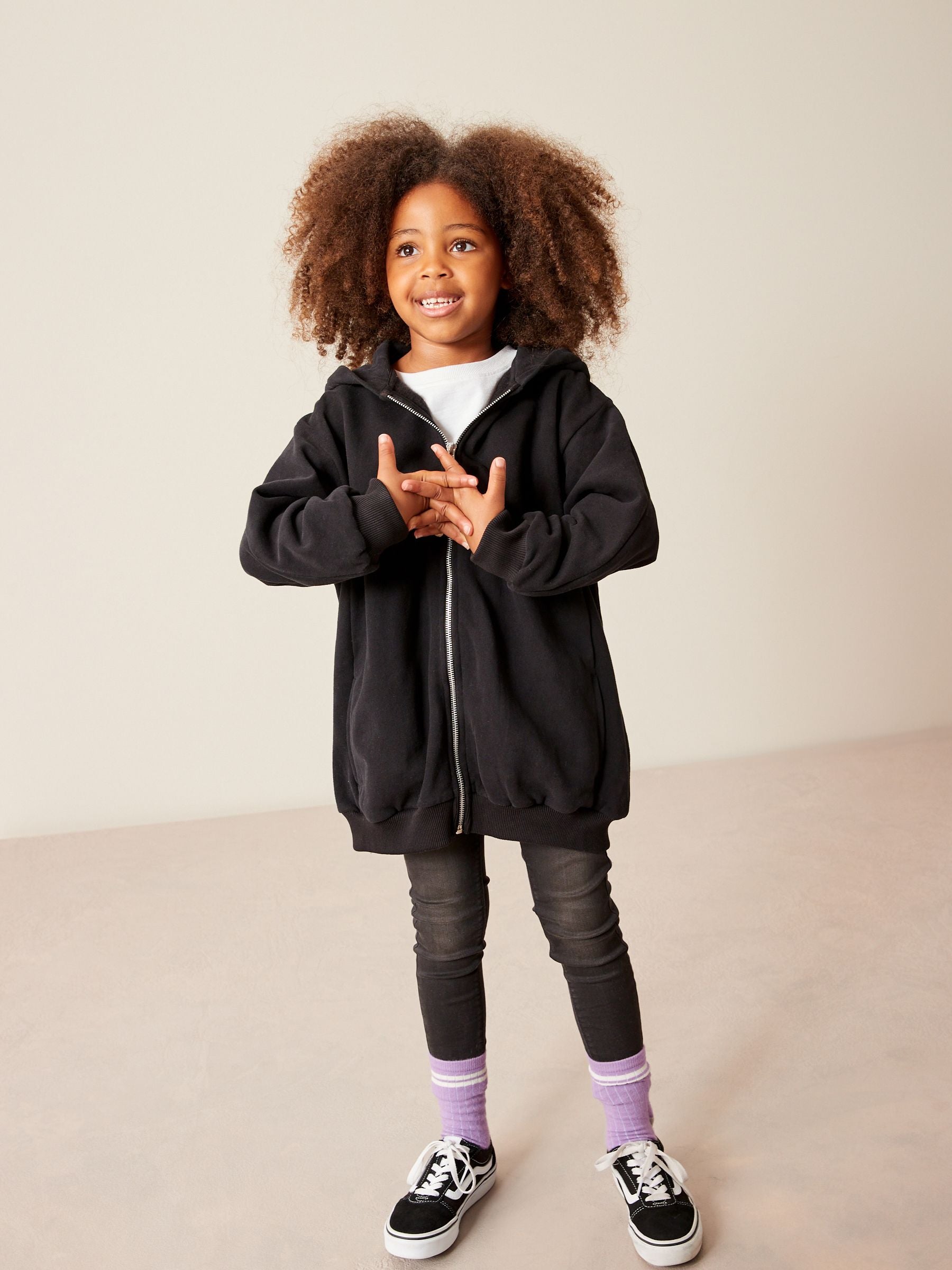 Black Zip Through Hoodie (3-16yrs)