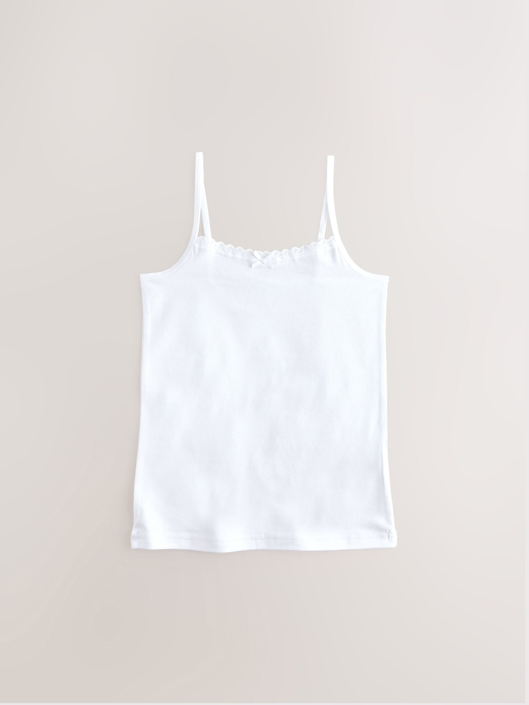 White 5 Pack Elastic Strappy Cami Vests (1.5-16yrs)
