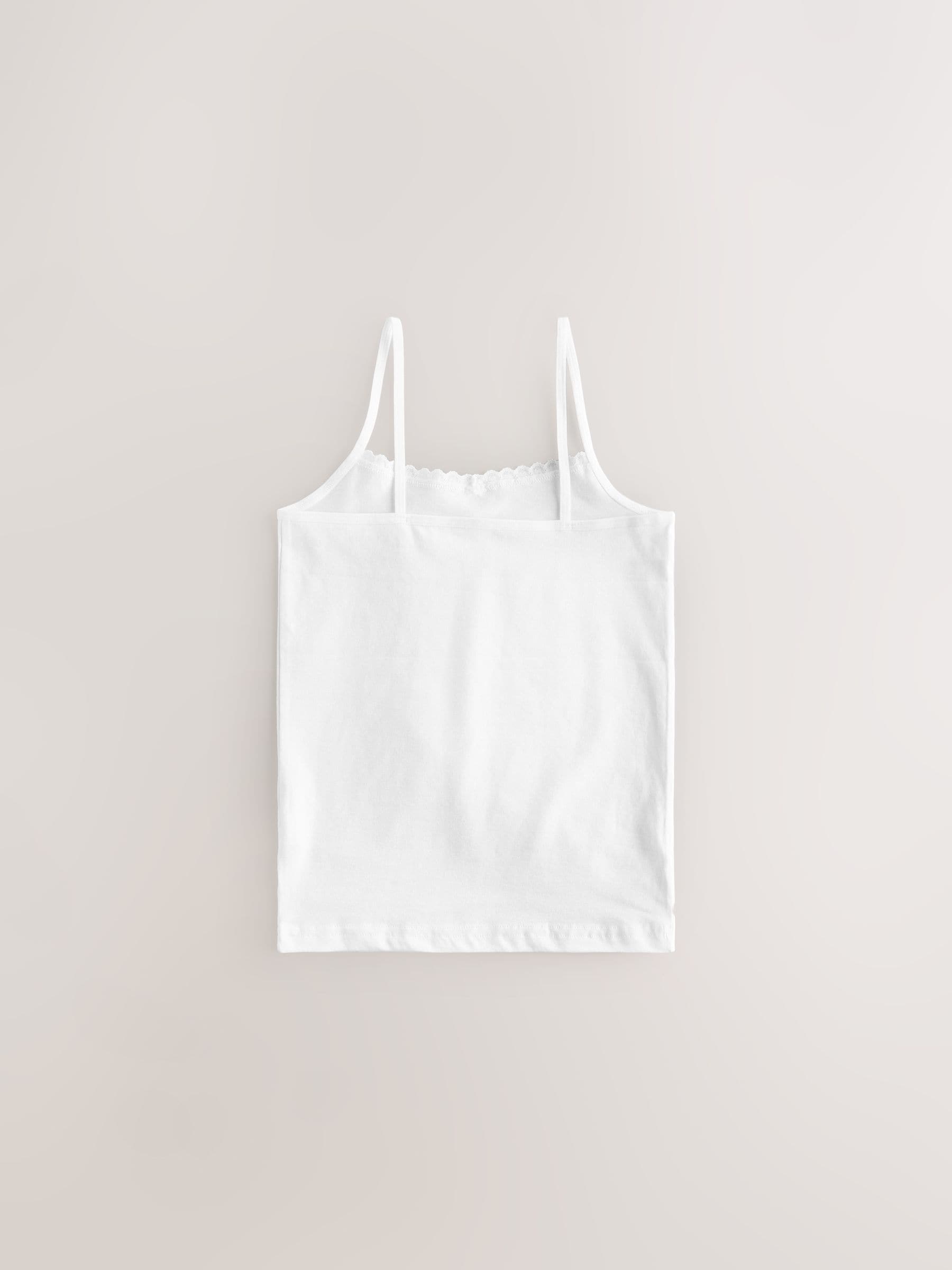 White 10 Pack Elastic Strappy Cami Vests (1.5-16yrs)