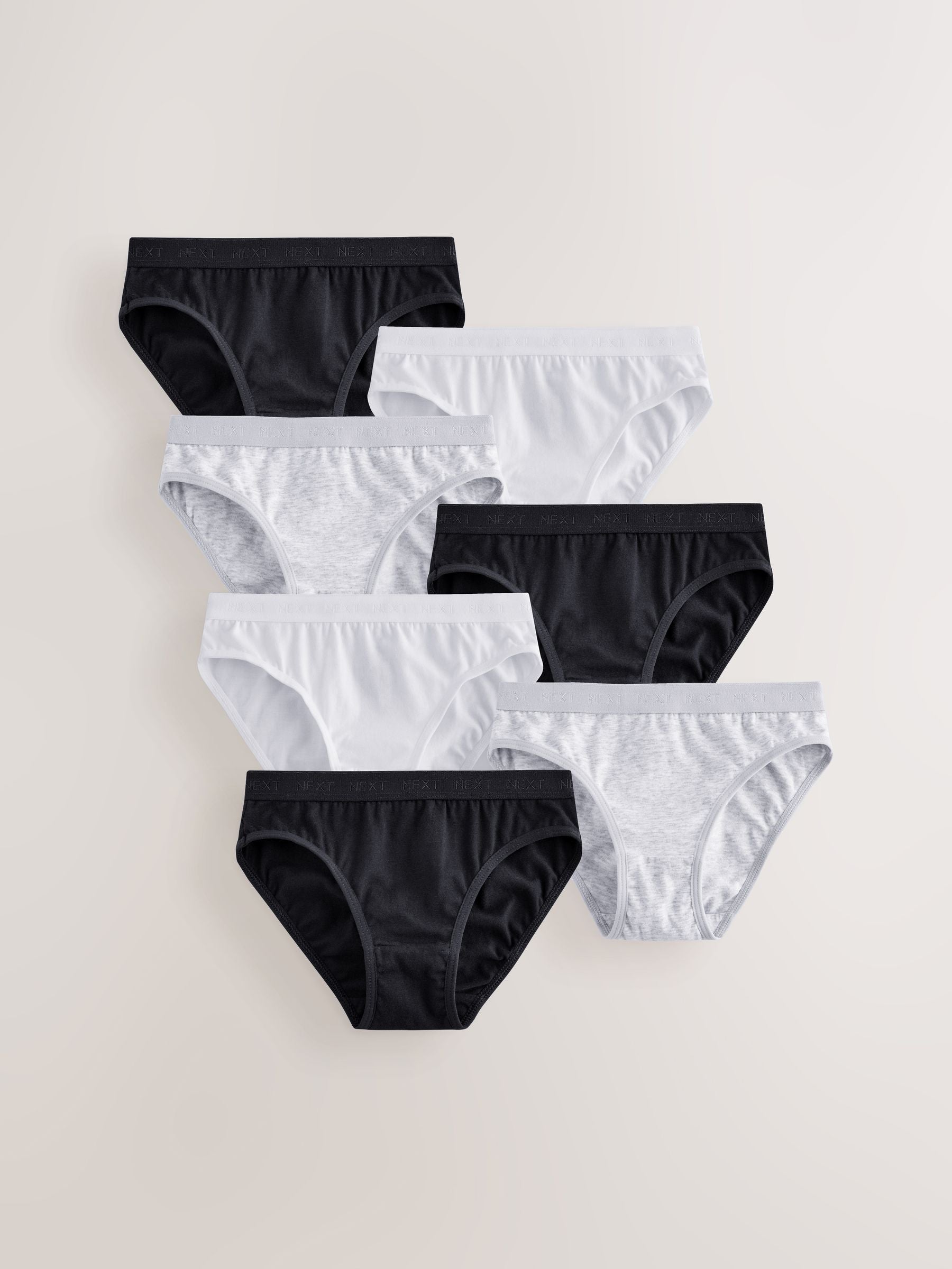 Black/White/Grey Bikini Briefs 7 Pack (5-16yrs)