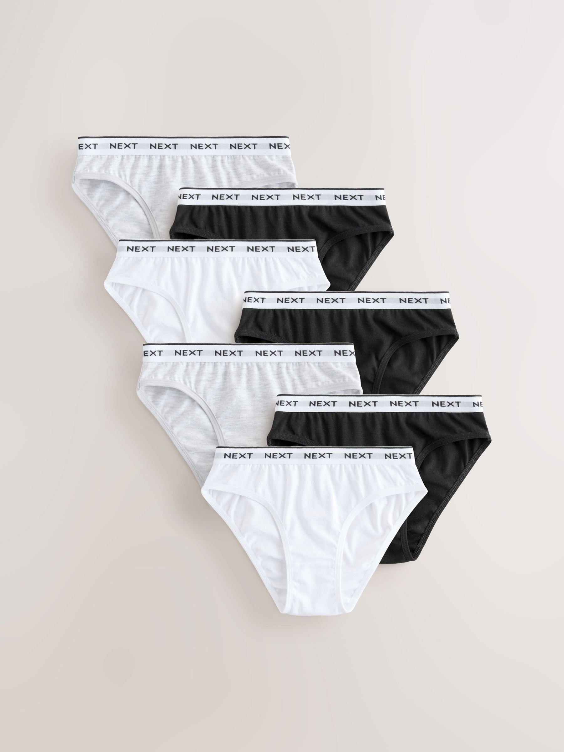 Black/White/Grey Bikini Briefs 7 Pack (5-16yrs)