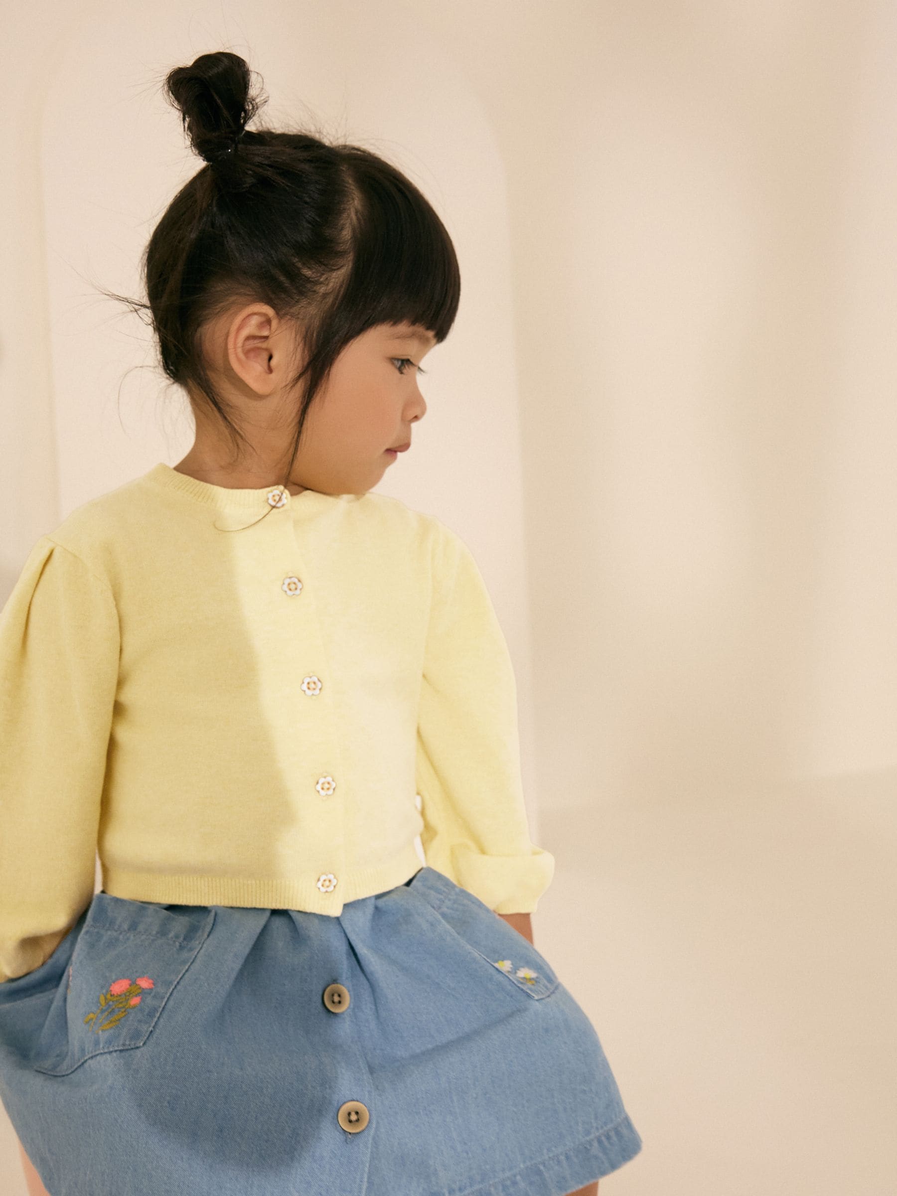Lemon Yellow Pleated Sleeve Cardigan (3mths-10yrs)