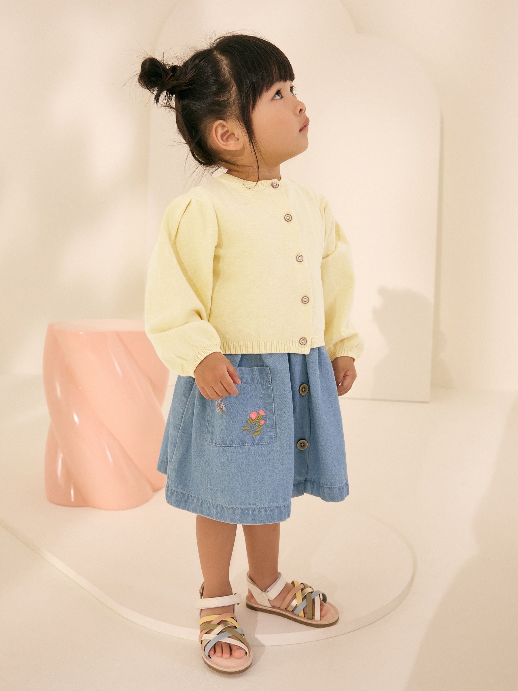 Lemon Yellow Pleated Sleeve Cardigan (3mths-10yrs)