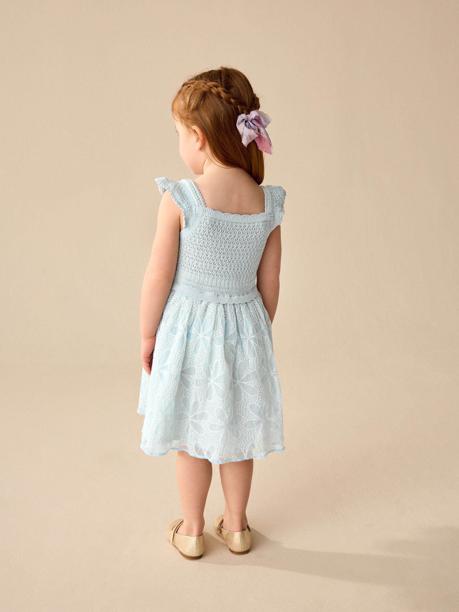 Light Blue Occasion Knit Dress (3mths-10yrs)