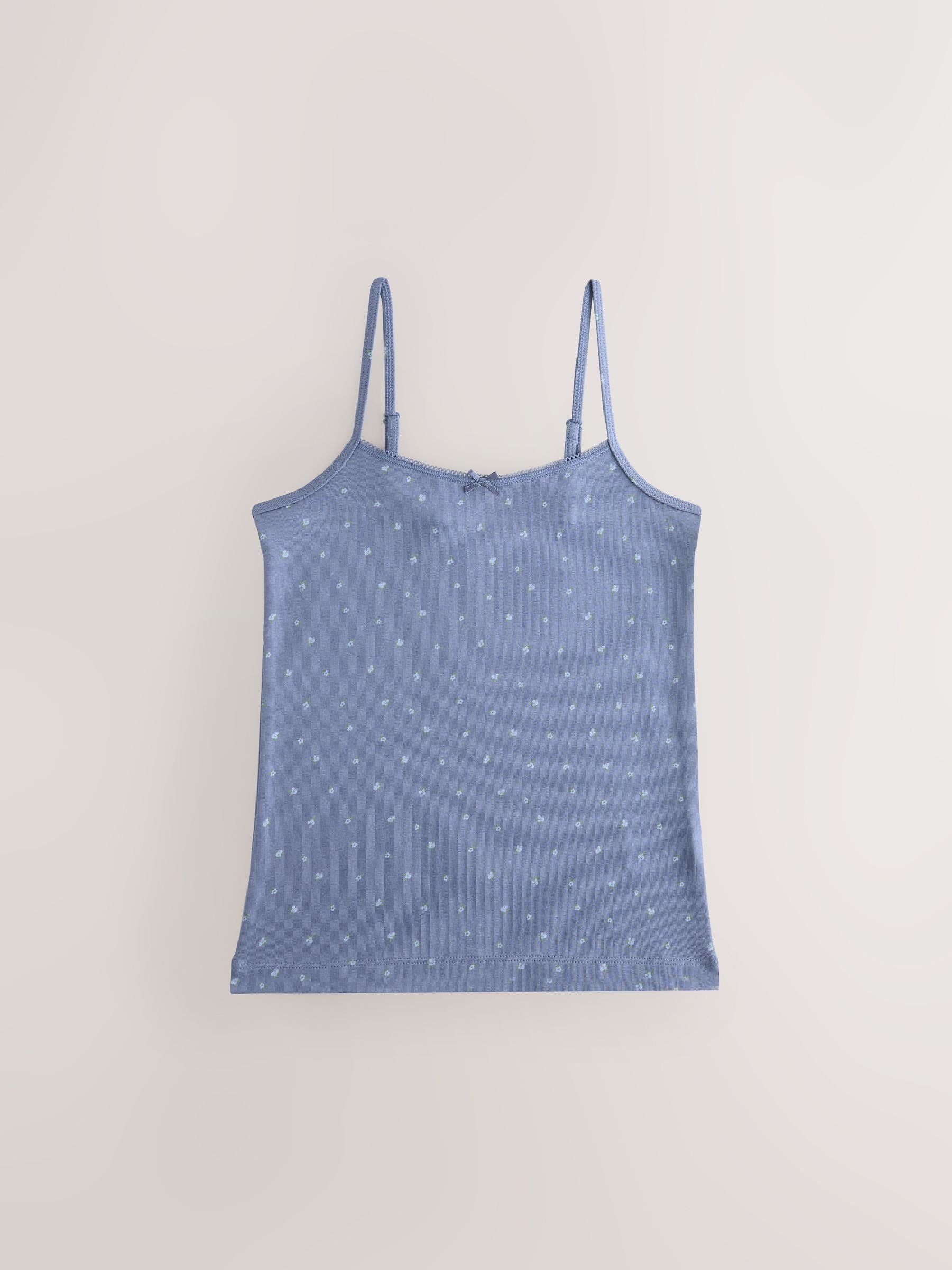 Blue Strappy Printed Cami Vests 3 Pack (1.5-16yrs)