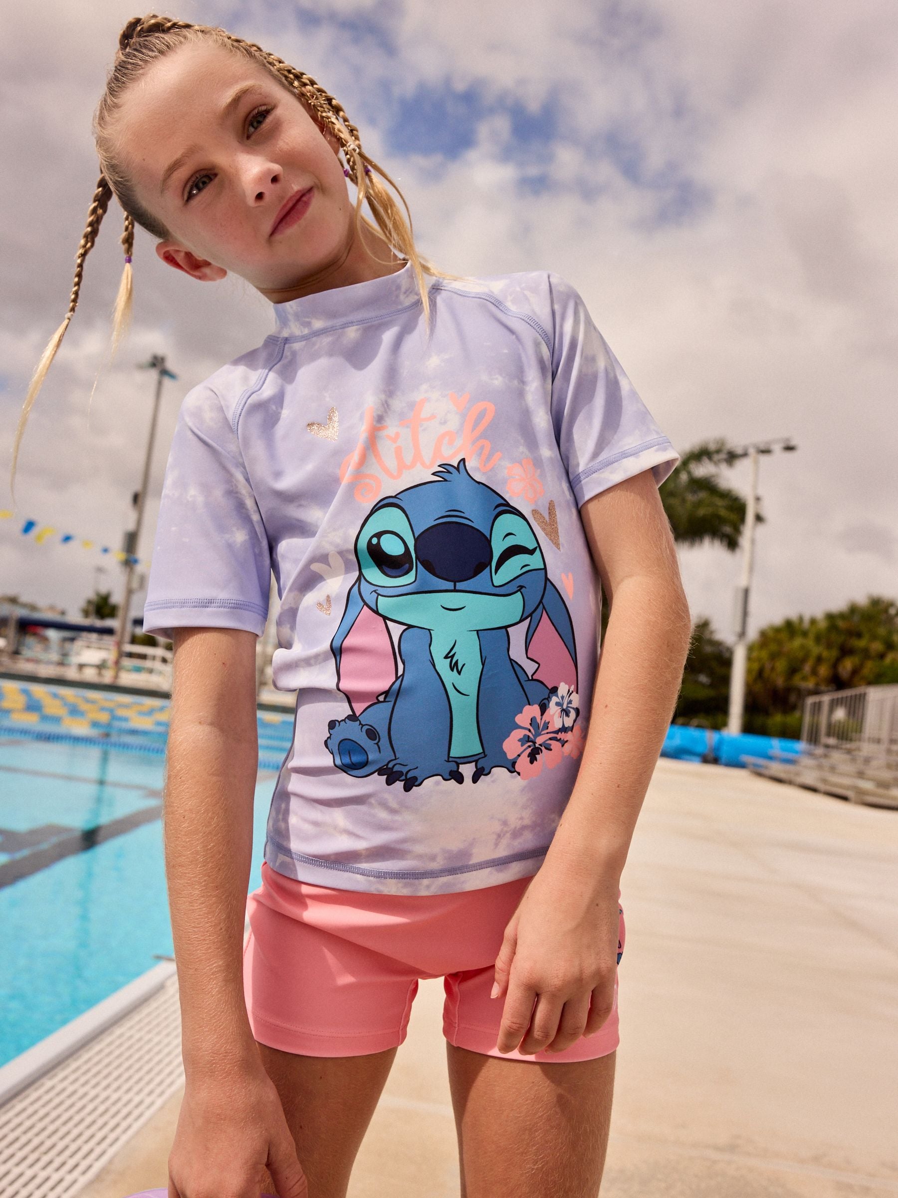 Lilo & Stitch Purple License Sunsafe Rash Vest Set (3-16yrs)