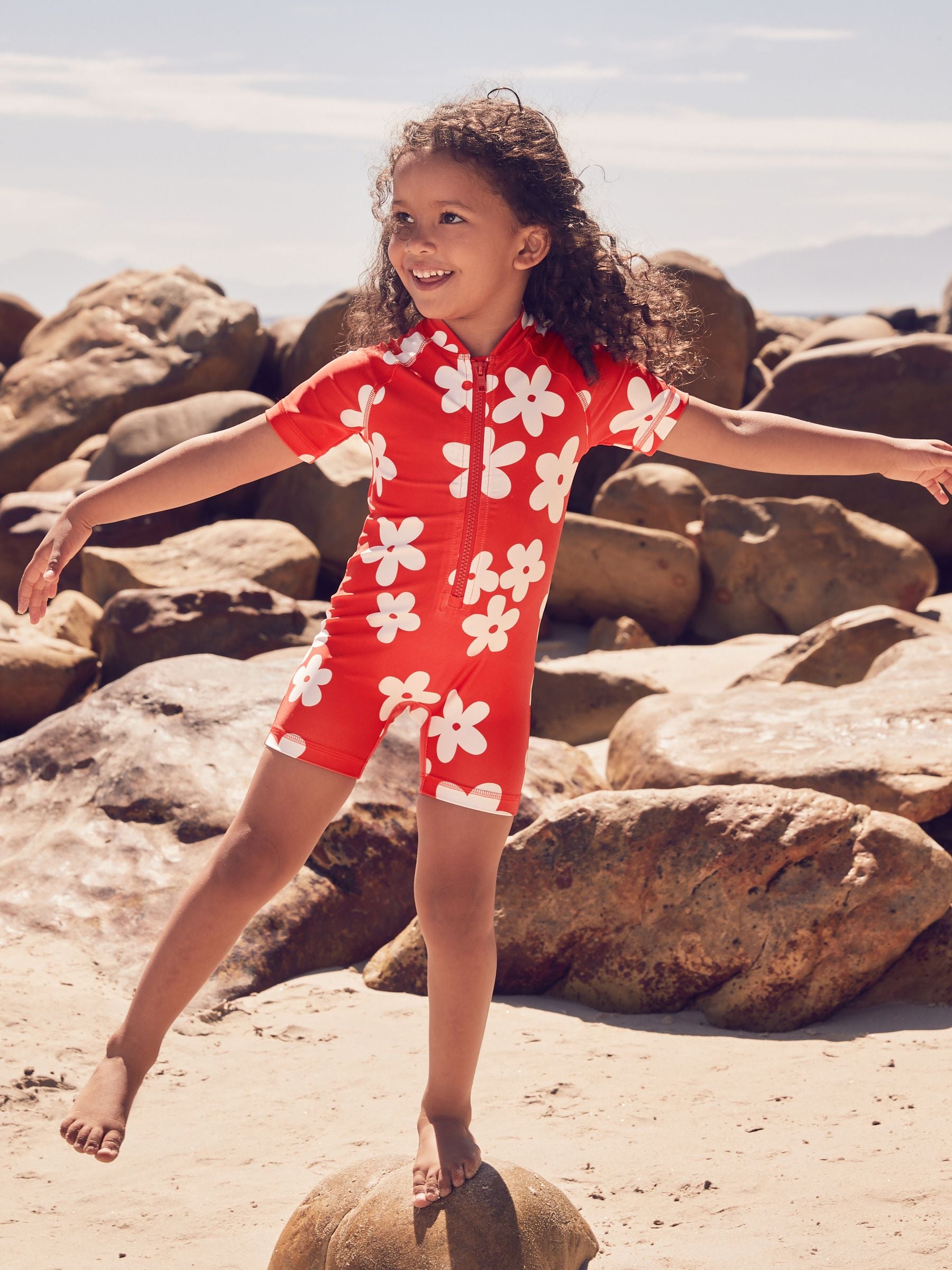 Red Flower Sunsafe Swimsuit (3mths-10yrs)