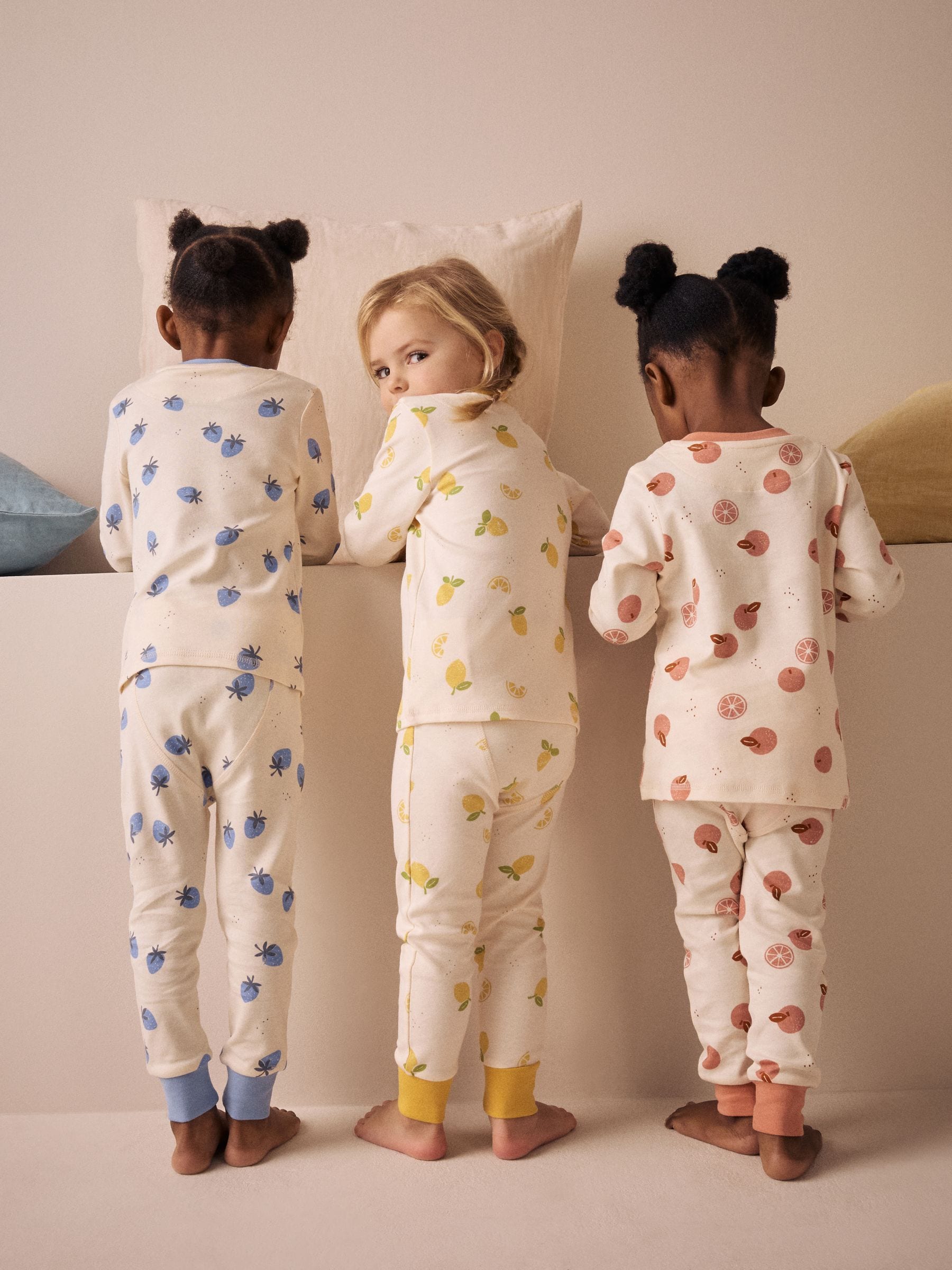 Cream Fruit Print Stampy Snuggle Pyjamas 3 Pack (9mths-12yrs)